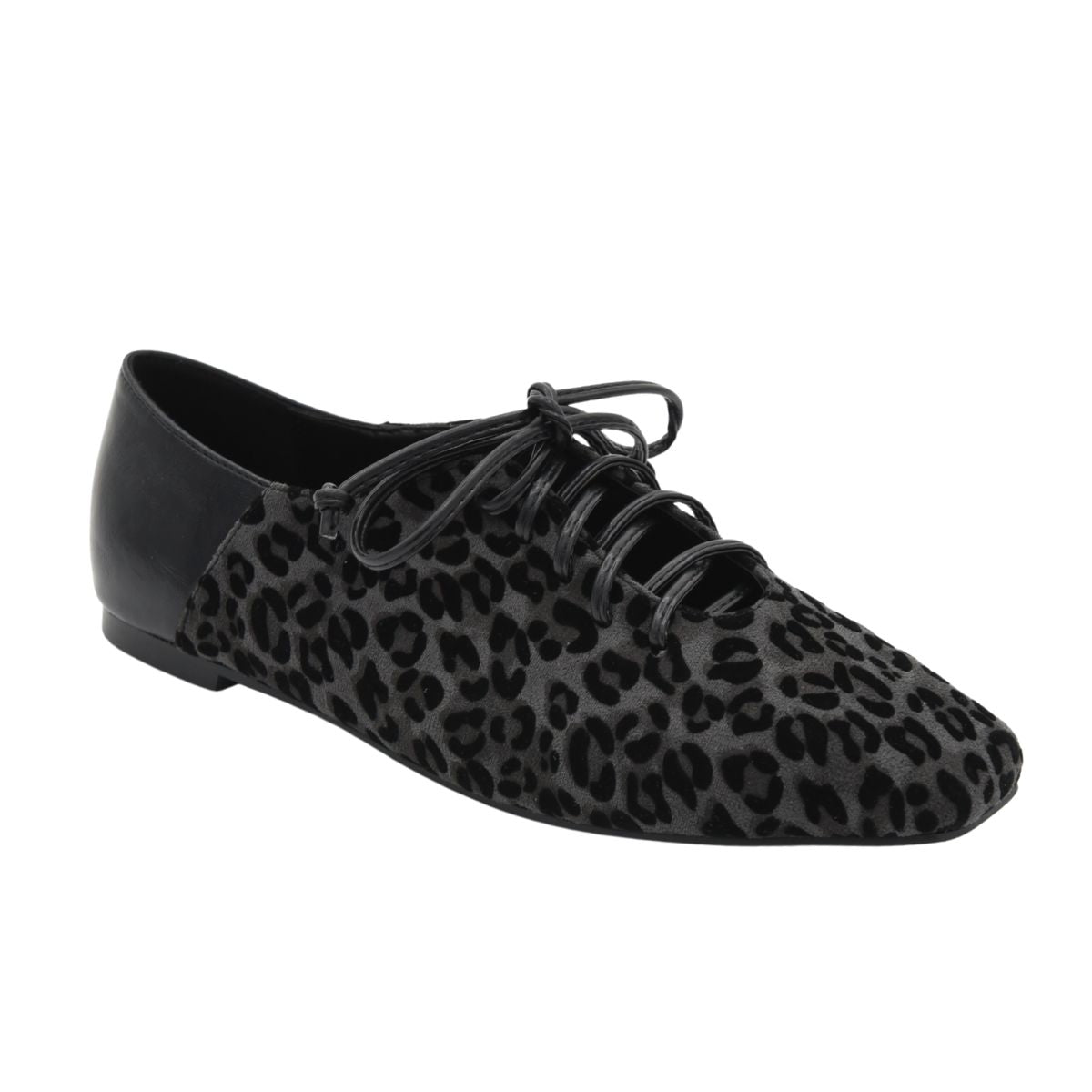 BLACK LACE-UP SHOE LEOPARD PRINT