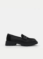 BLACK LOAFER WITH CHEETAH DETAIL
