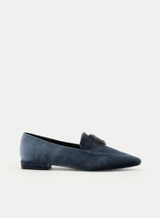 Velvet Grey Ballerina with Buckle