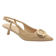 ZAPATO SLINGBACK TAUPE CON HEBILLA JOYA