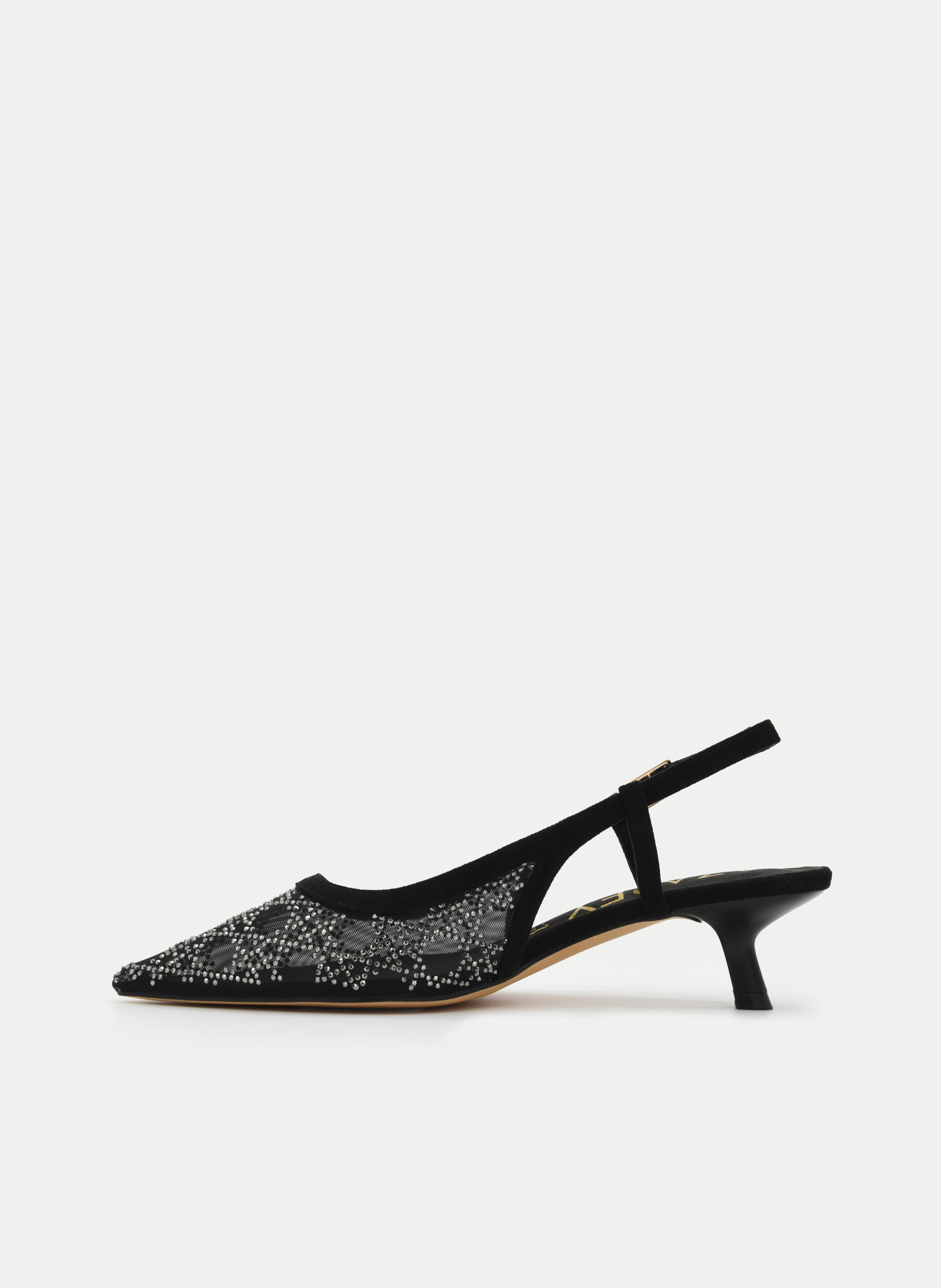 ZAPATO DESTALONADO NEGRO CON TUL Y STRASS