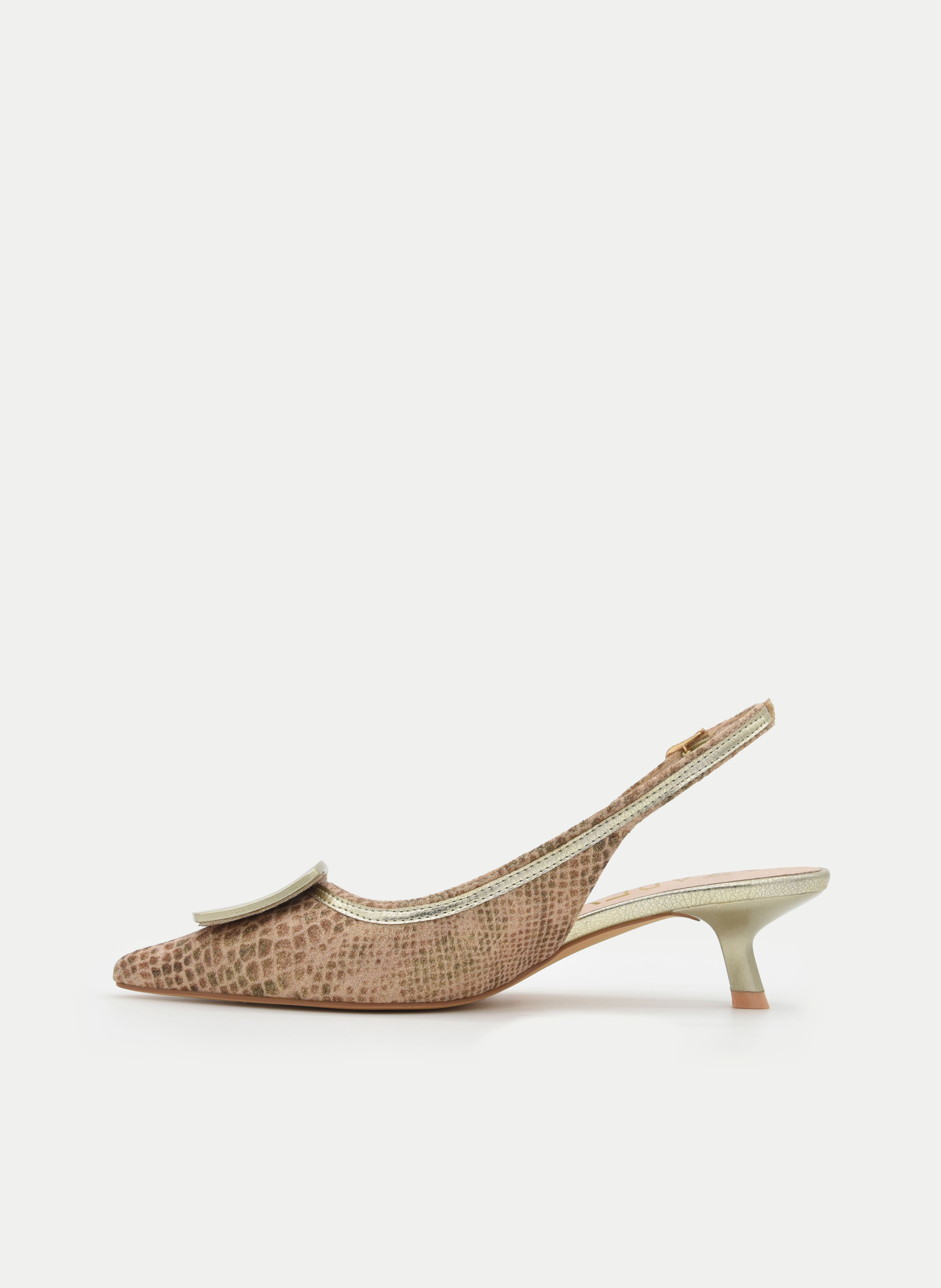 ZAPATO DESTALONADO DORADO TACÓN BAJO