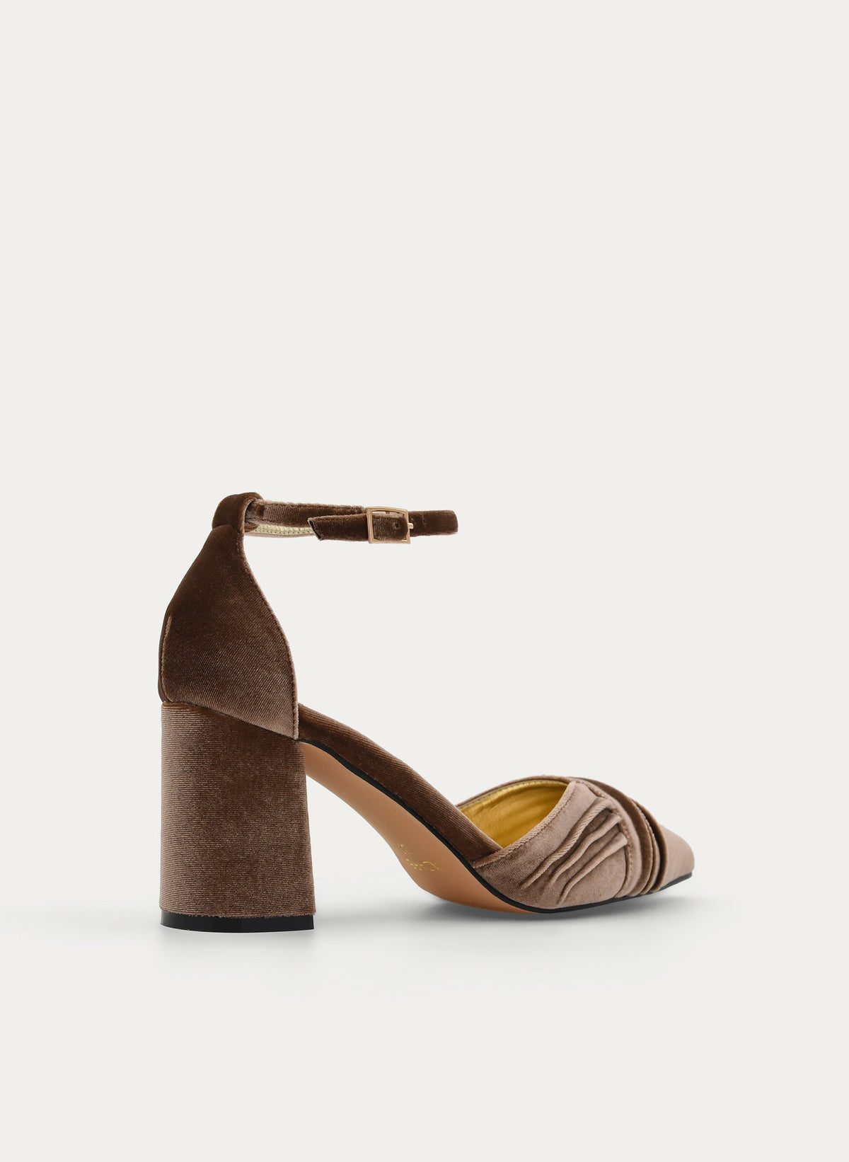 Taupe Velvet Ankle Strap Heels