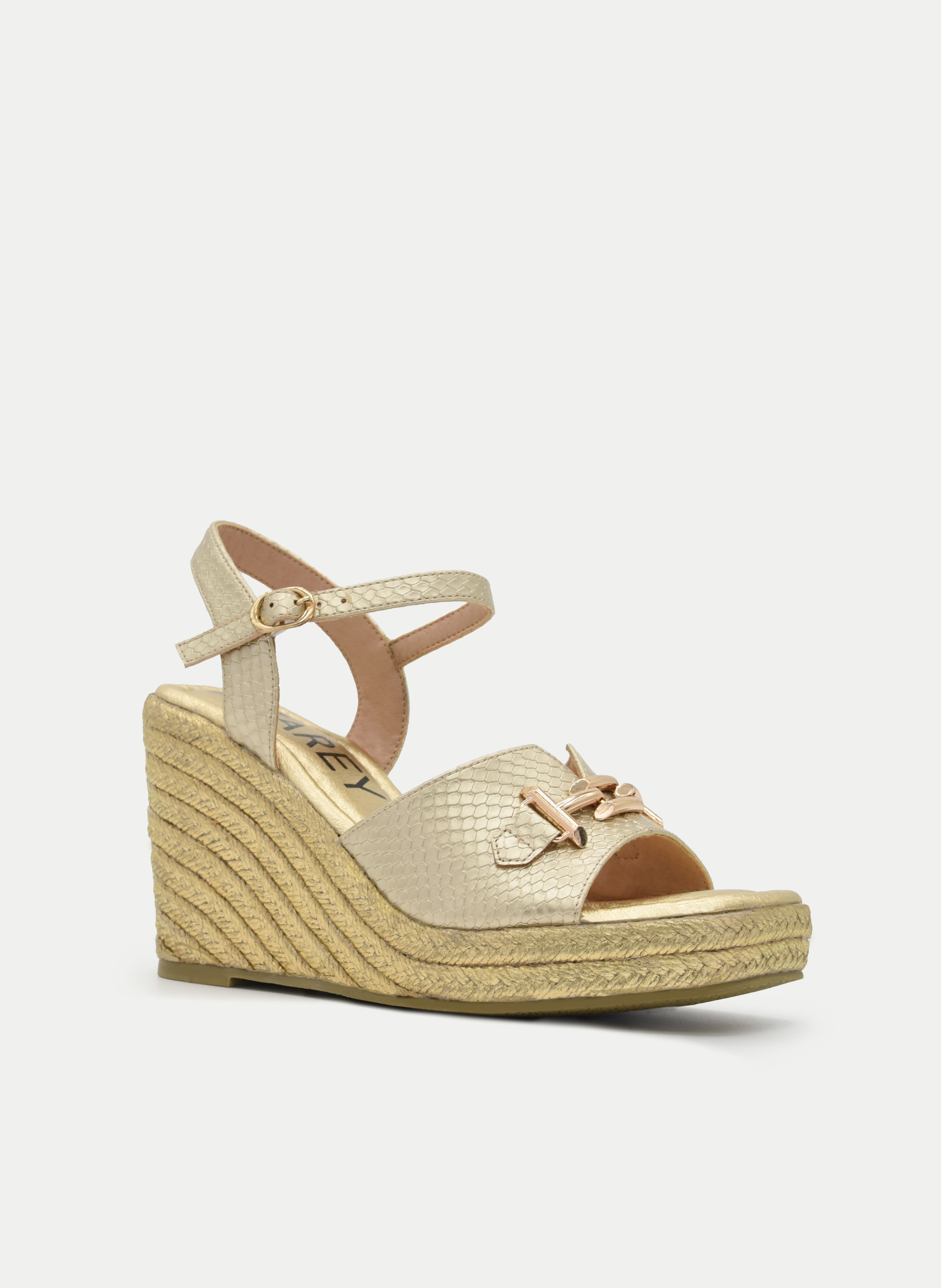 GOLD WEDGE SANDAL GOLD BUCKLE
