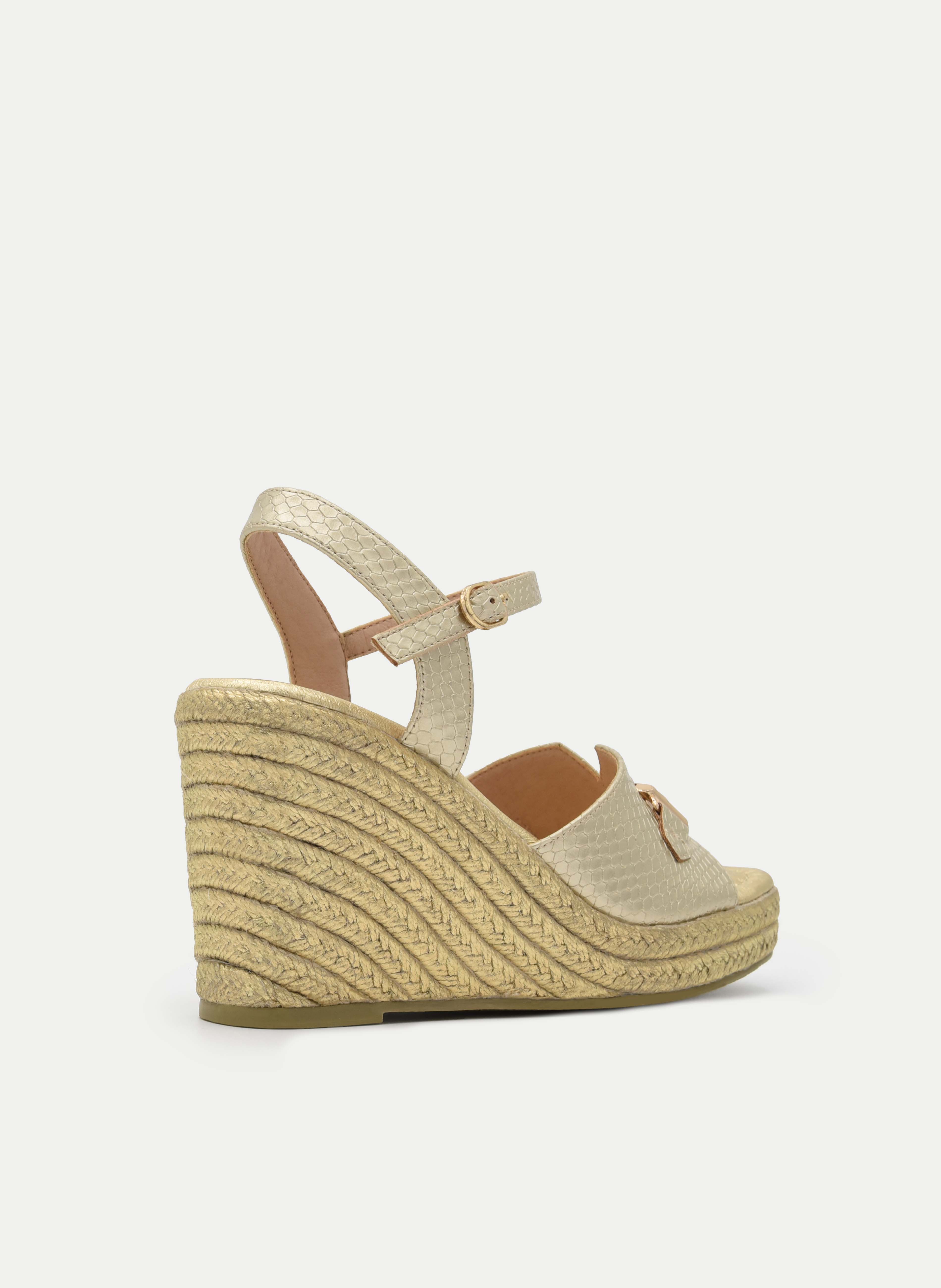 GOLD WEDGE SANDAL GOLD BUCKLE