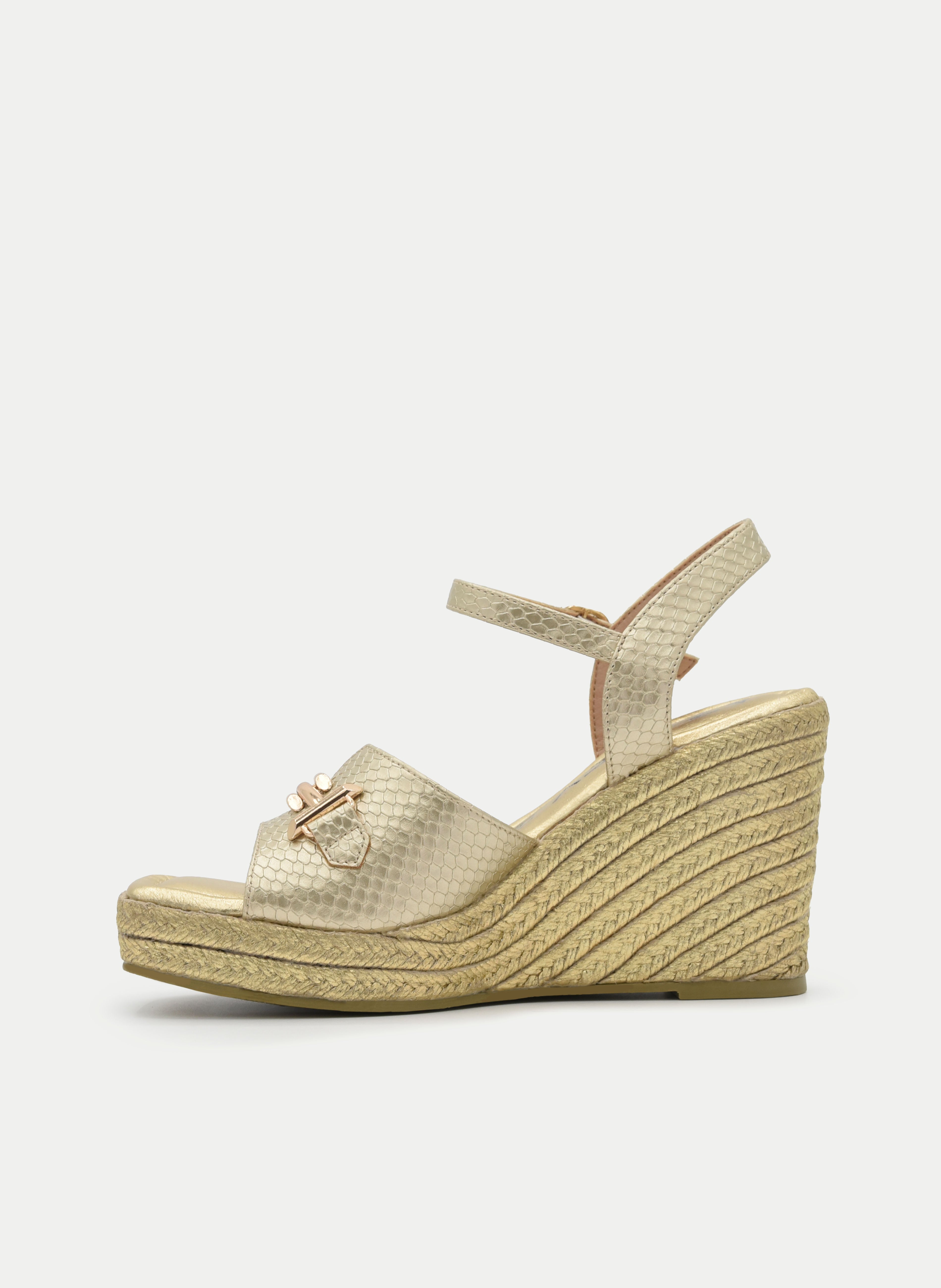 GOLD WEDGE SANDAL GOLD BUCKLE