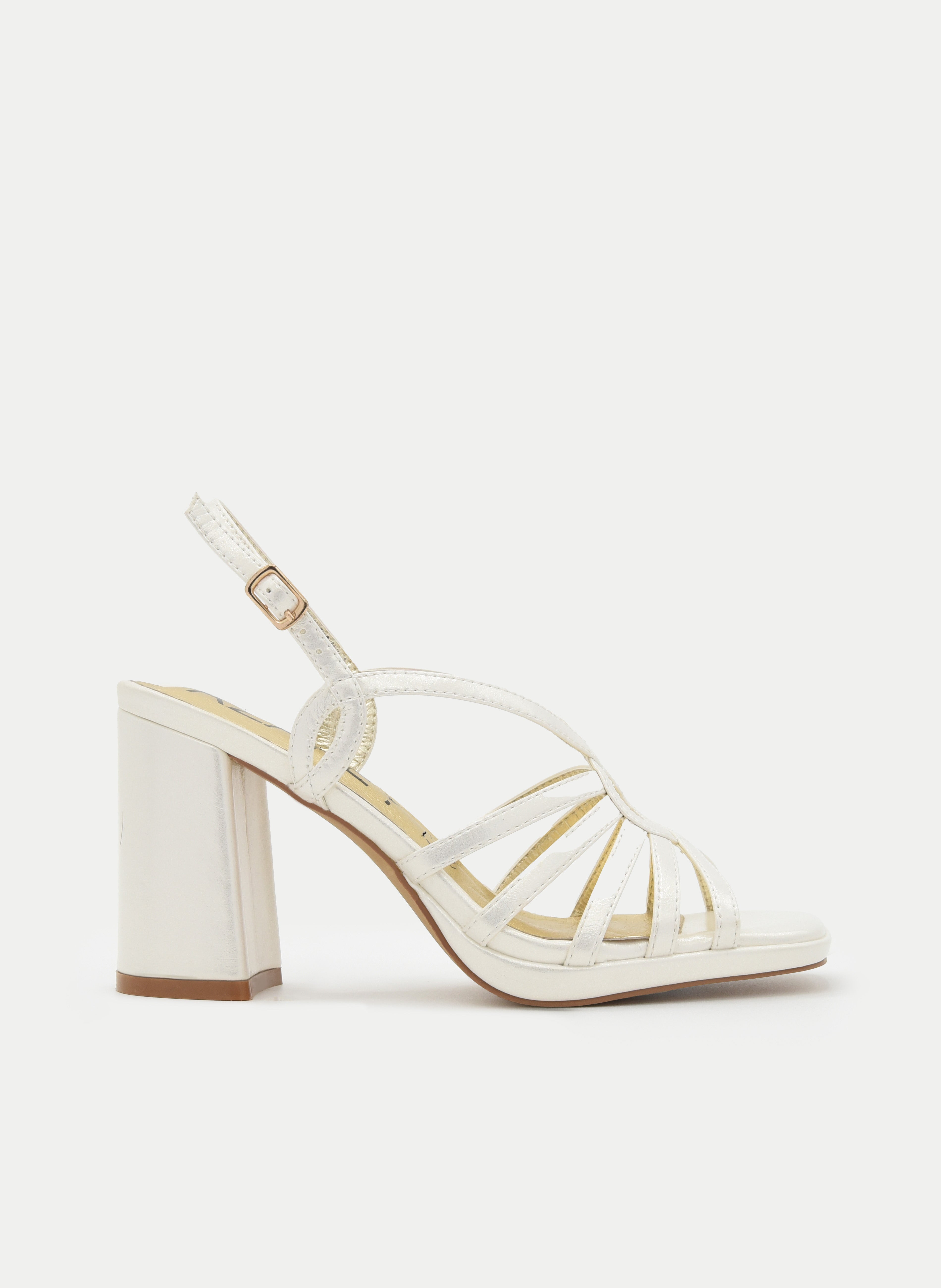 WIDE-HEEL PEARL STRAPPY SANDAL