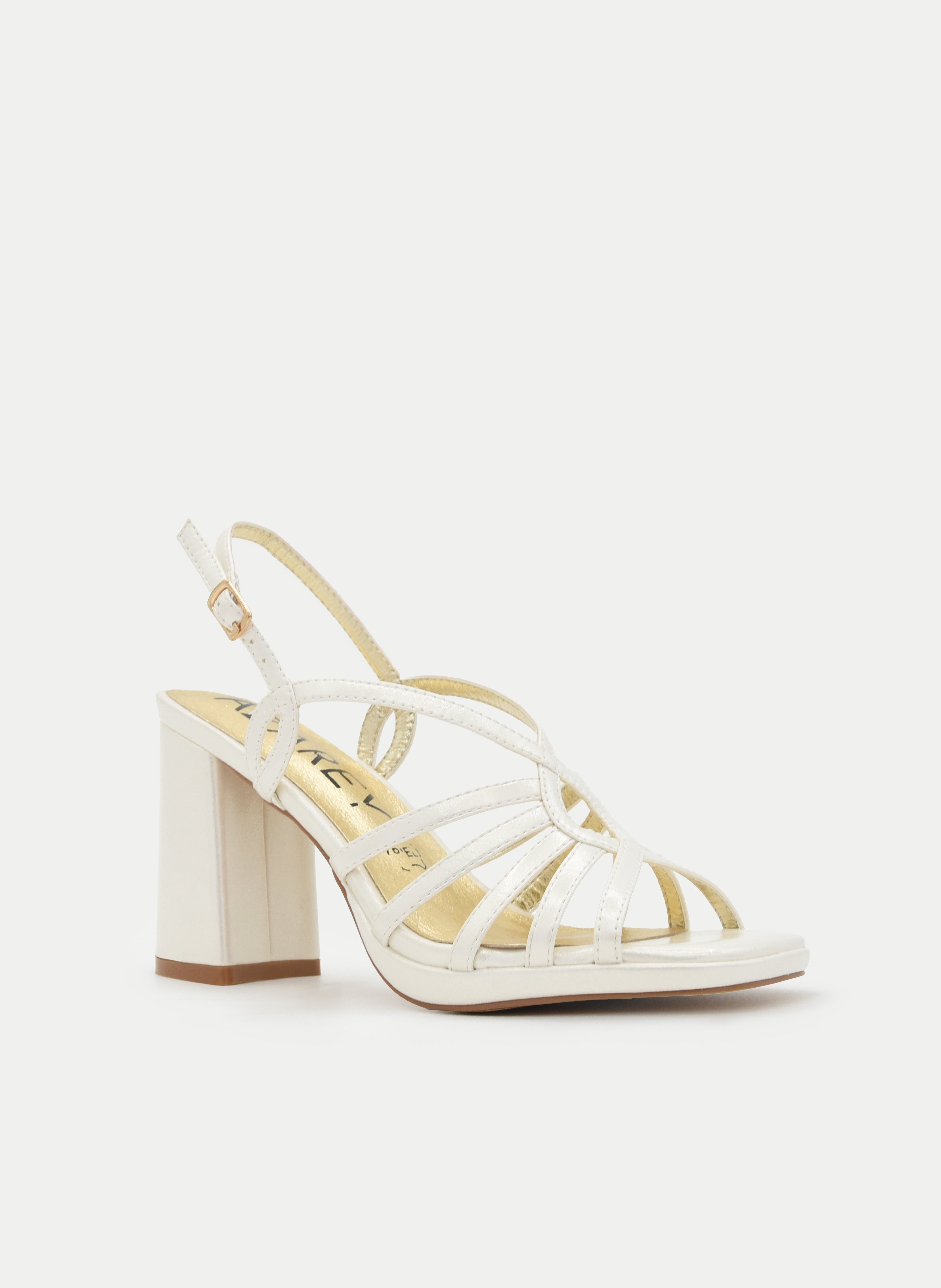 WIDE-HEEL PEARL STRAPPY SANDAL