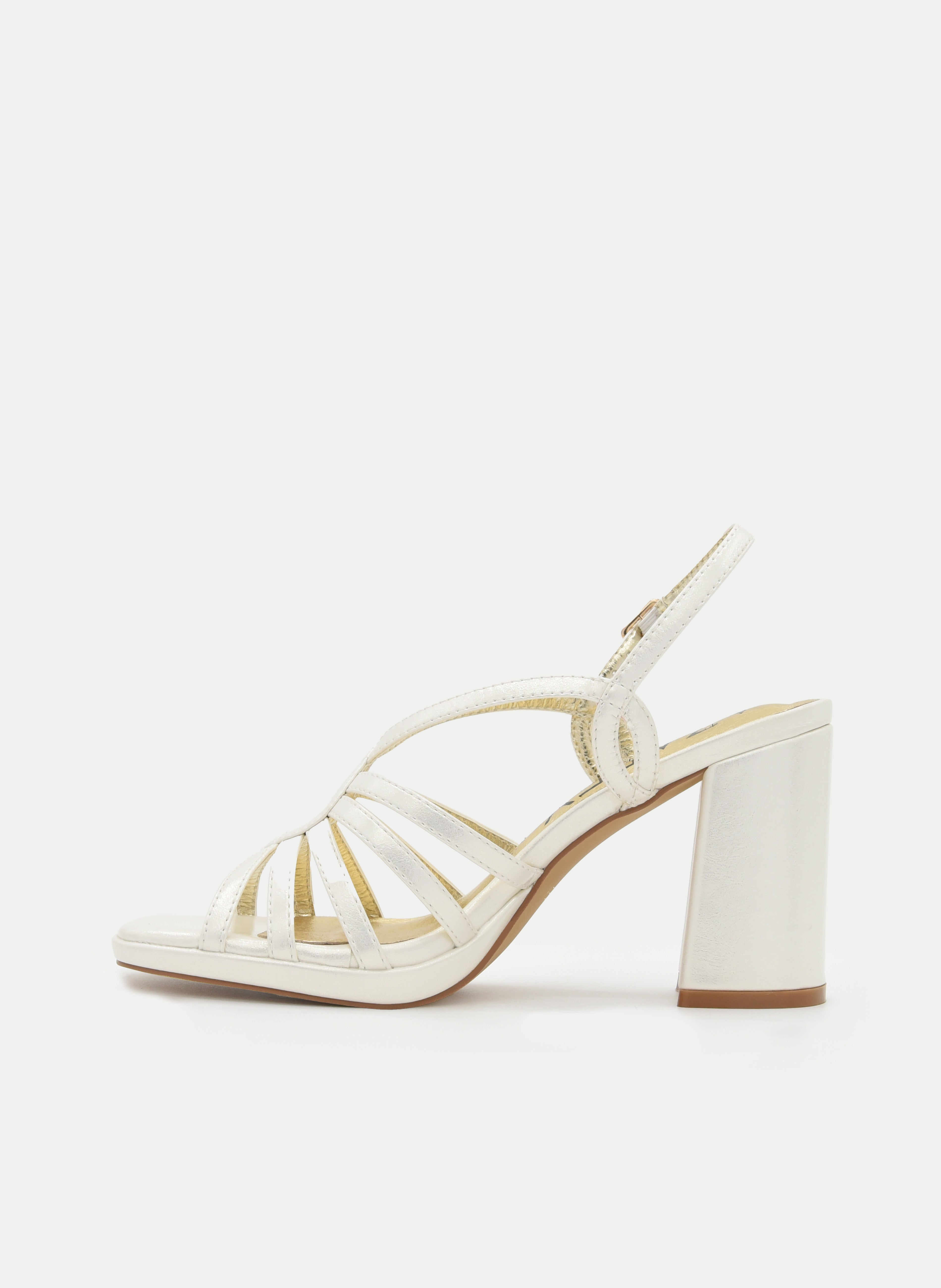 WIDE-HEEL PEARL STRAPPY SANDAL
