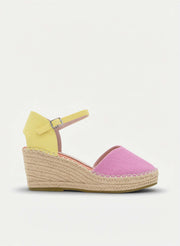 PINK AND YELLOW ESAPRTO WEDGE WITH ANKLET