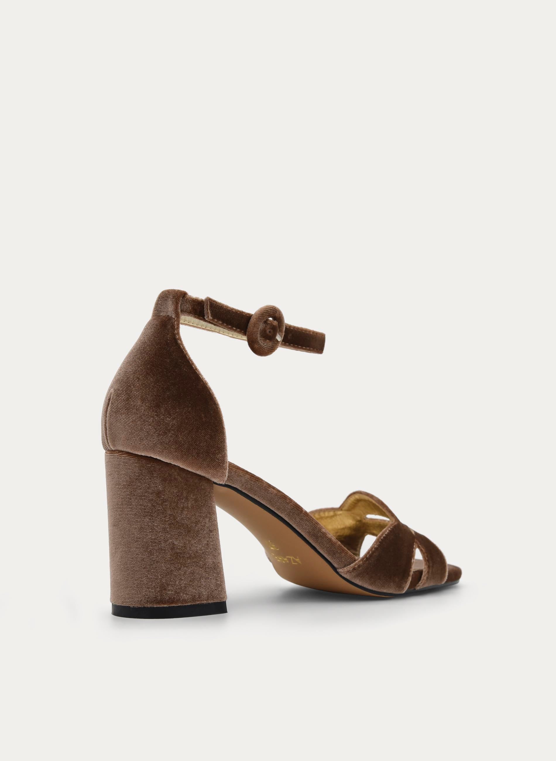 Elegant Taupe Velvet Sandals