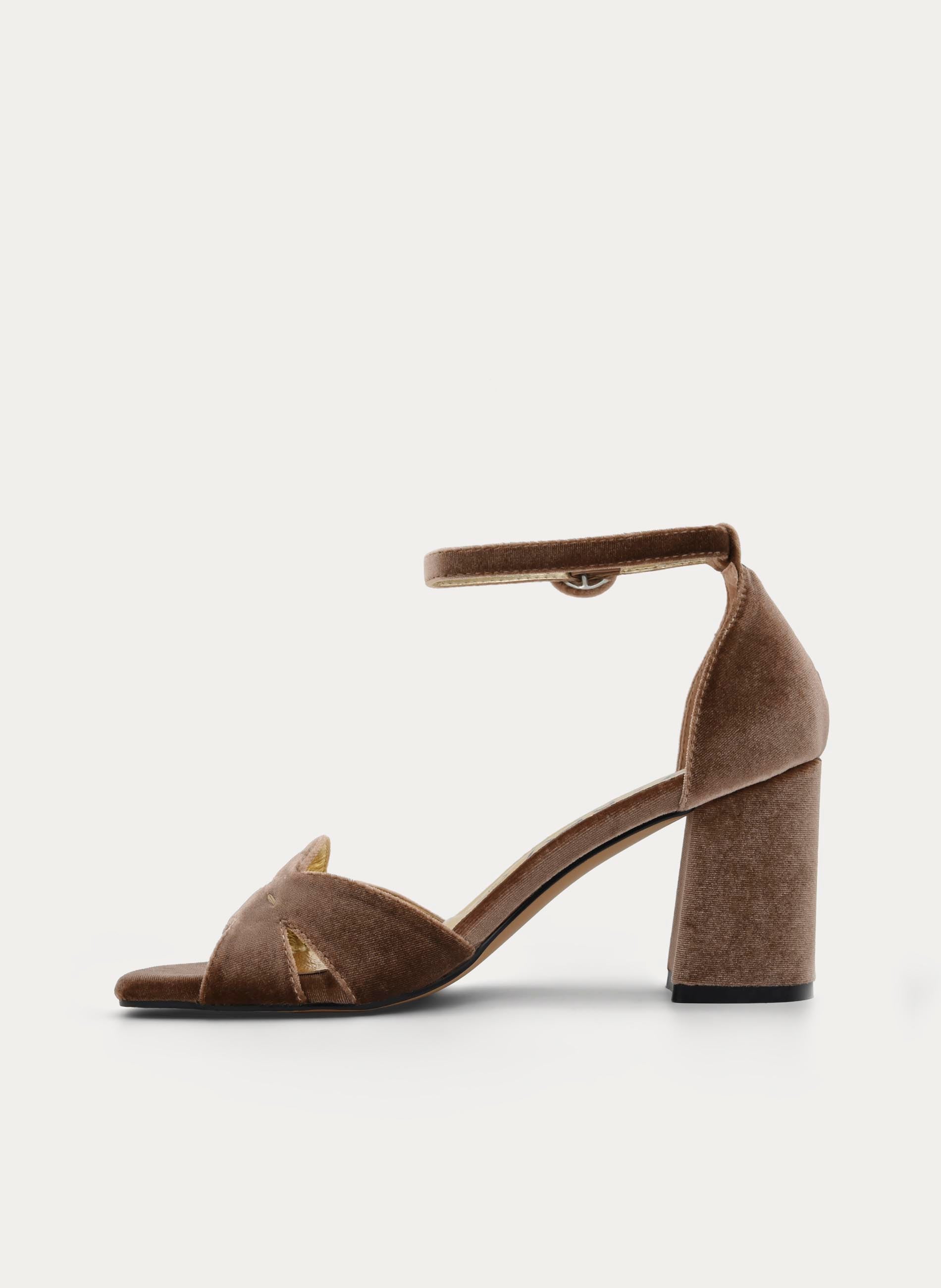 Elegant Taupe Velvet Sandals