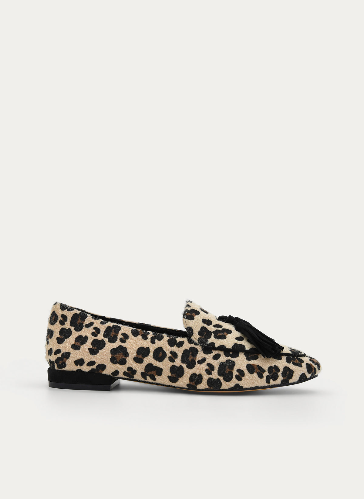 LEOPARD LOAFER BEIGE TASSELS LOW HEEL