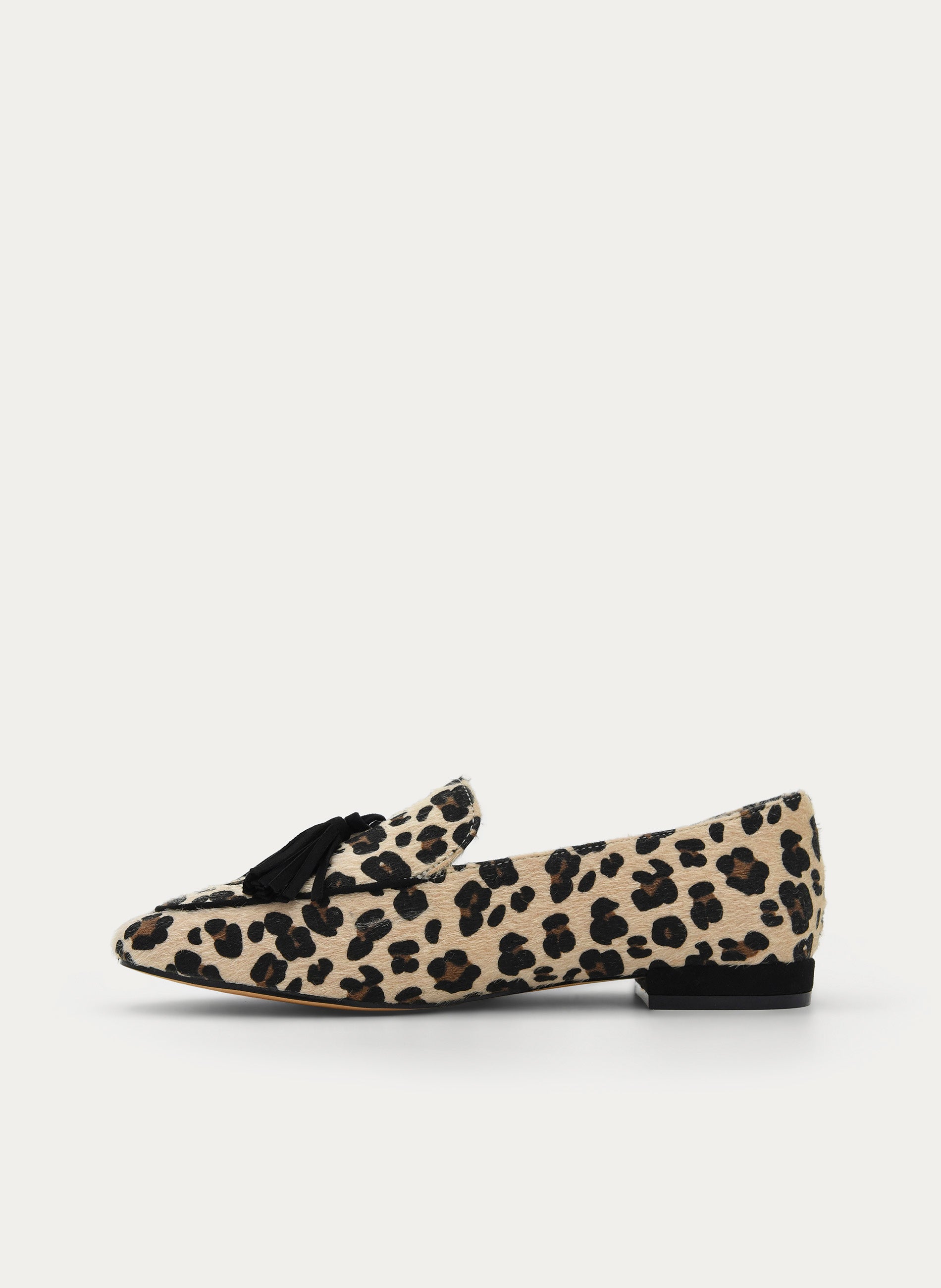 LEOPARD LOAFER BEIGE TASSELS LOW HEEL
