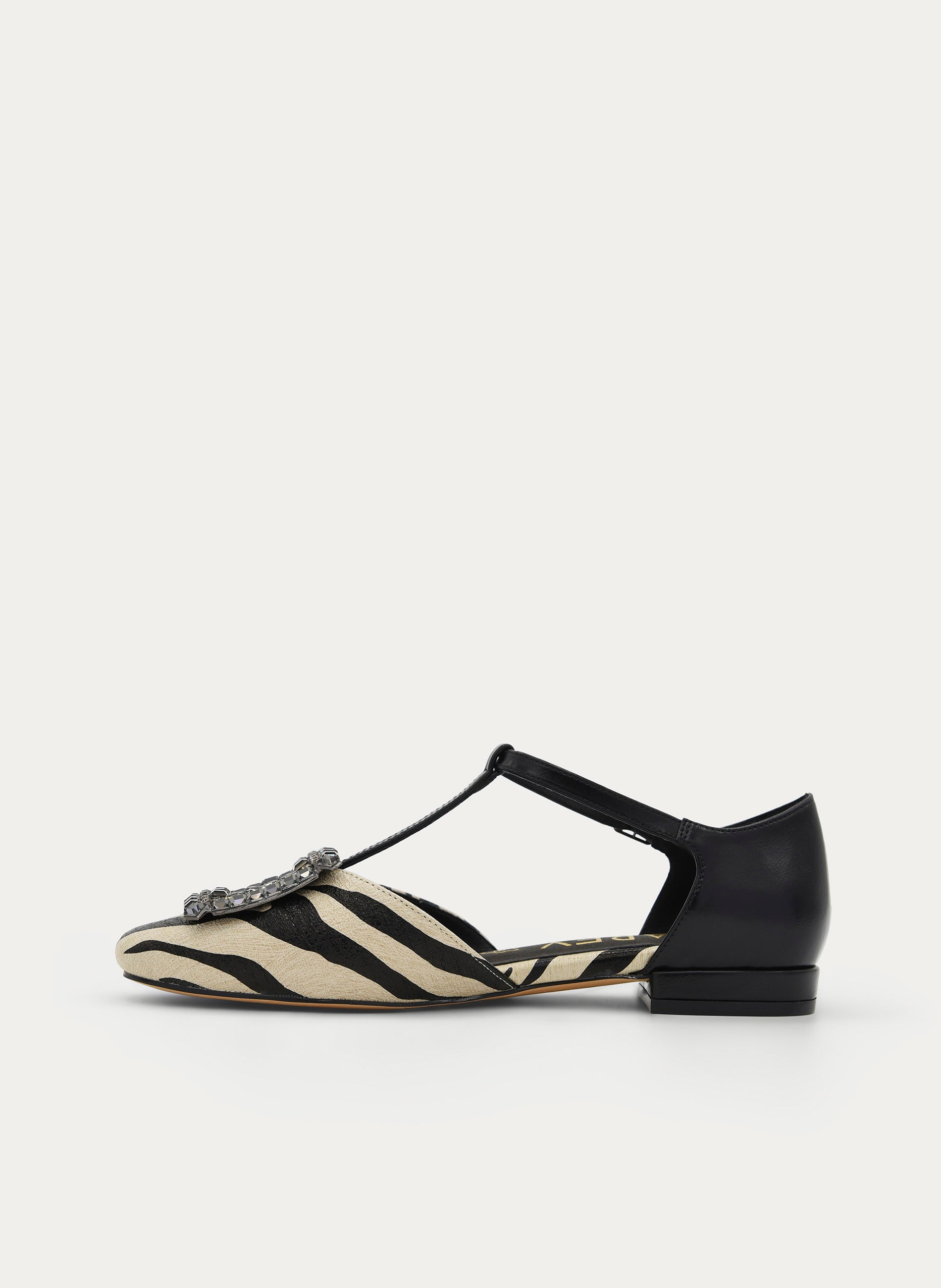 BLACK ZEBRA MARY JANE SHOE JEWEL BUCKLE