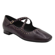 ZAPATO MARY JANE BURDEOS TACHAS TACÓN BAJO