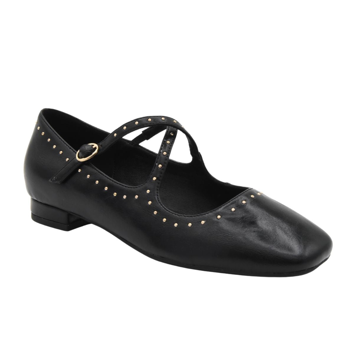 ZAPATO MARY JANE NEGRO TACHAS TACÓN BAJO