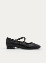 ZAPATO MARY JANE NEGRO TACHAS TACÓN BAJO