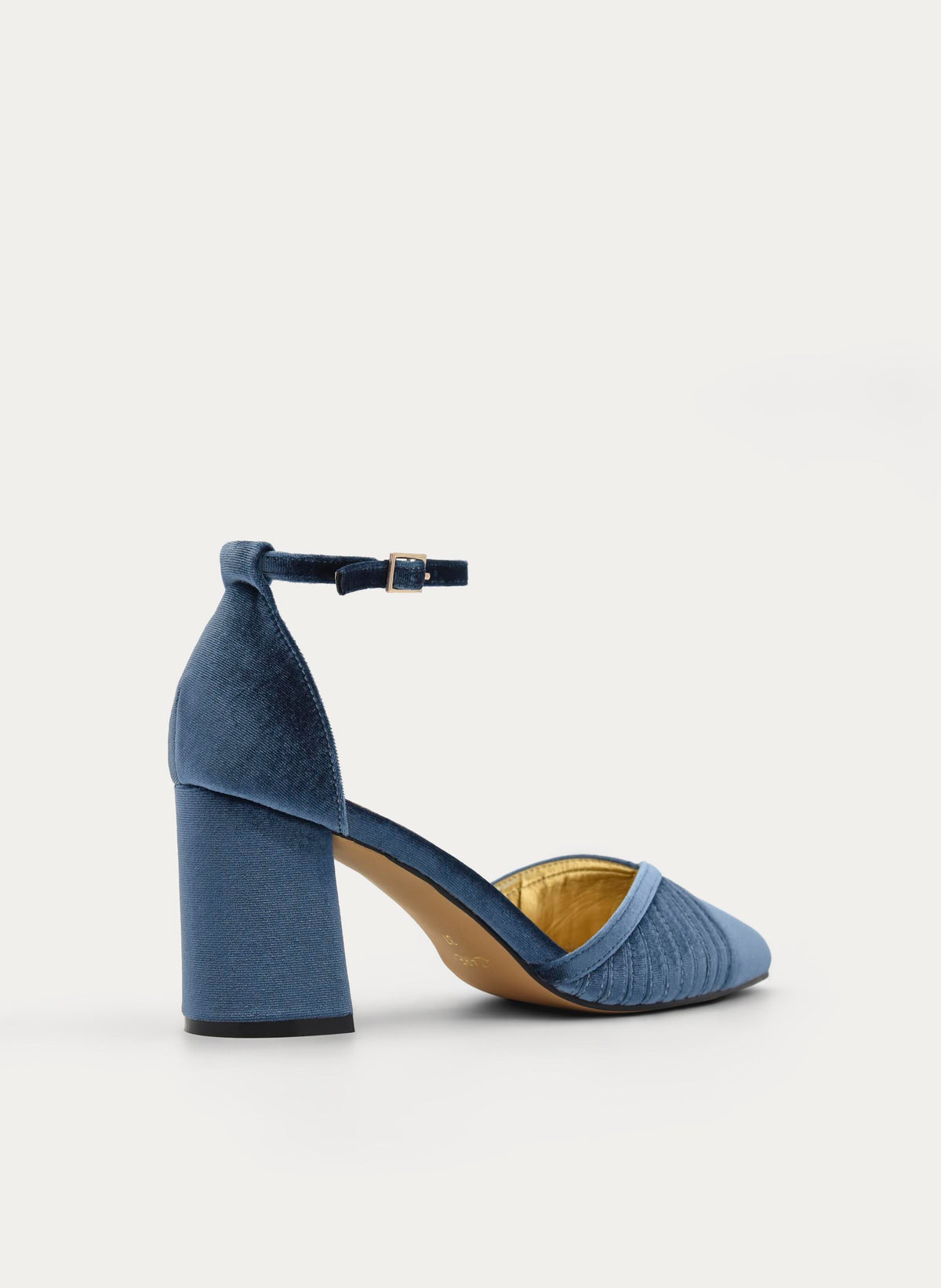 ZAPATOS DE SALÓN DE TERCIOPELO GRIS AZUL CON CORREA