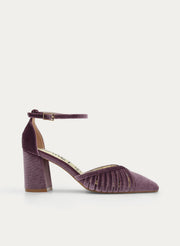 ZAPATOS DE SALÓN DE TERCIOPELO MALVA CON CORREA