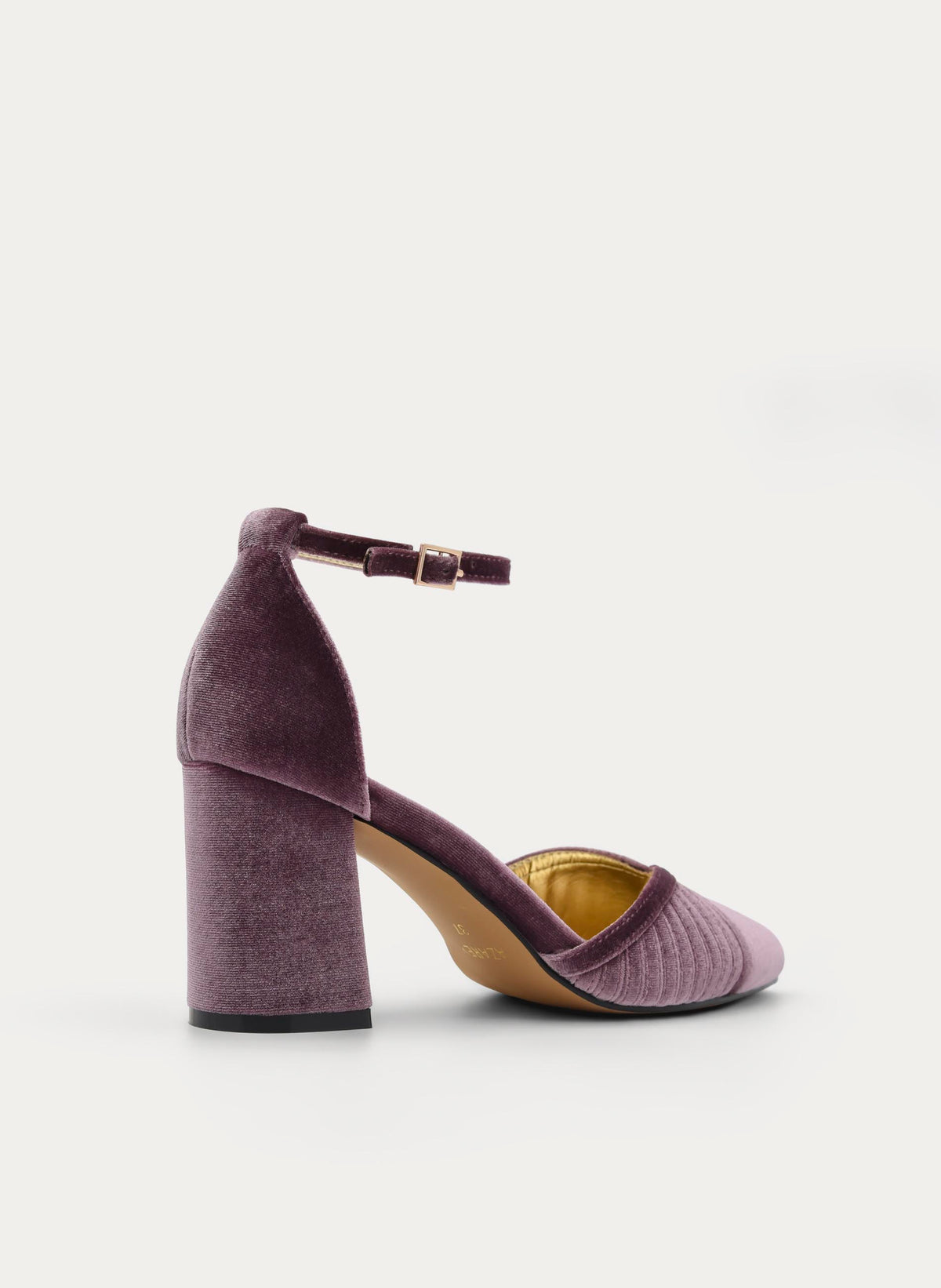 ZAPATOS DE SALÓN DE TERCIOPELO MALVA CON CORREA