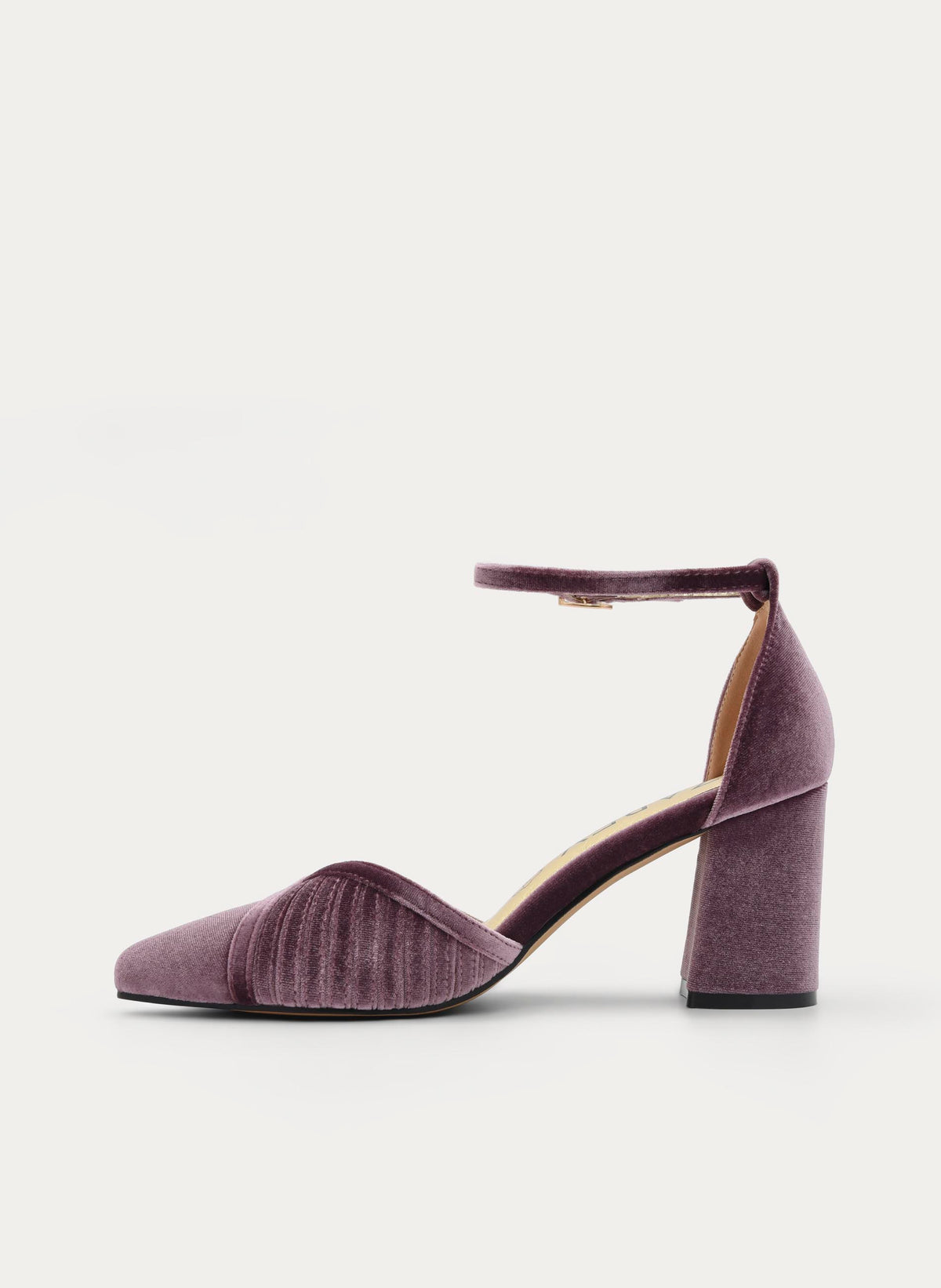 ZAPATOS DE SALÓN DE TERCIOPELO MALVA CON CORREA