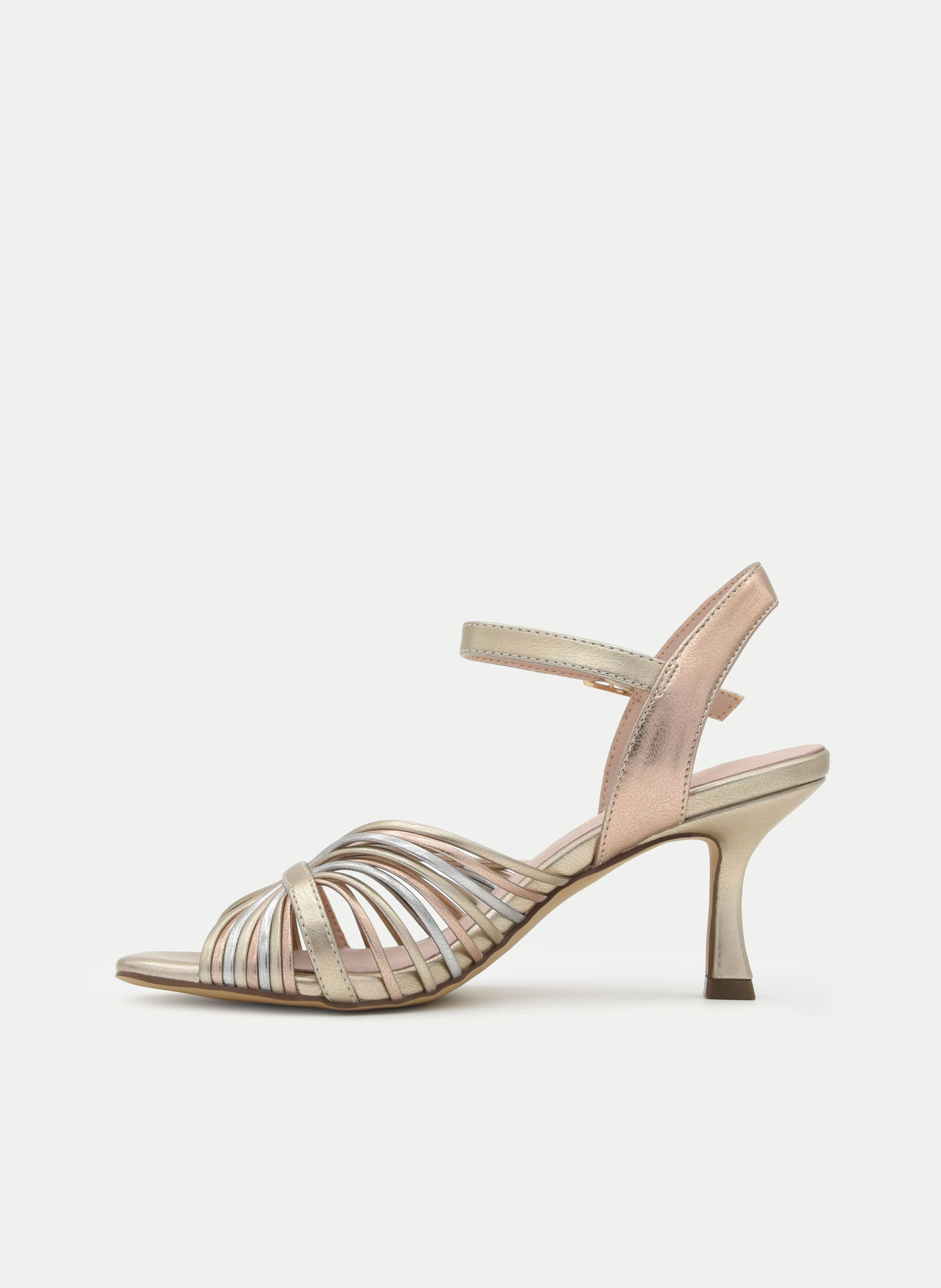 GOLD MULTICOLOR THIN HEEL SANDAL