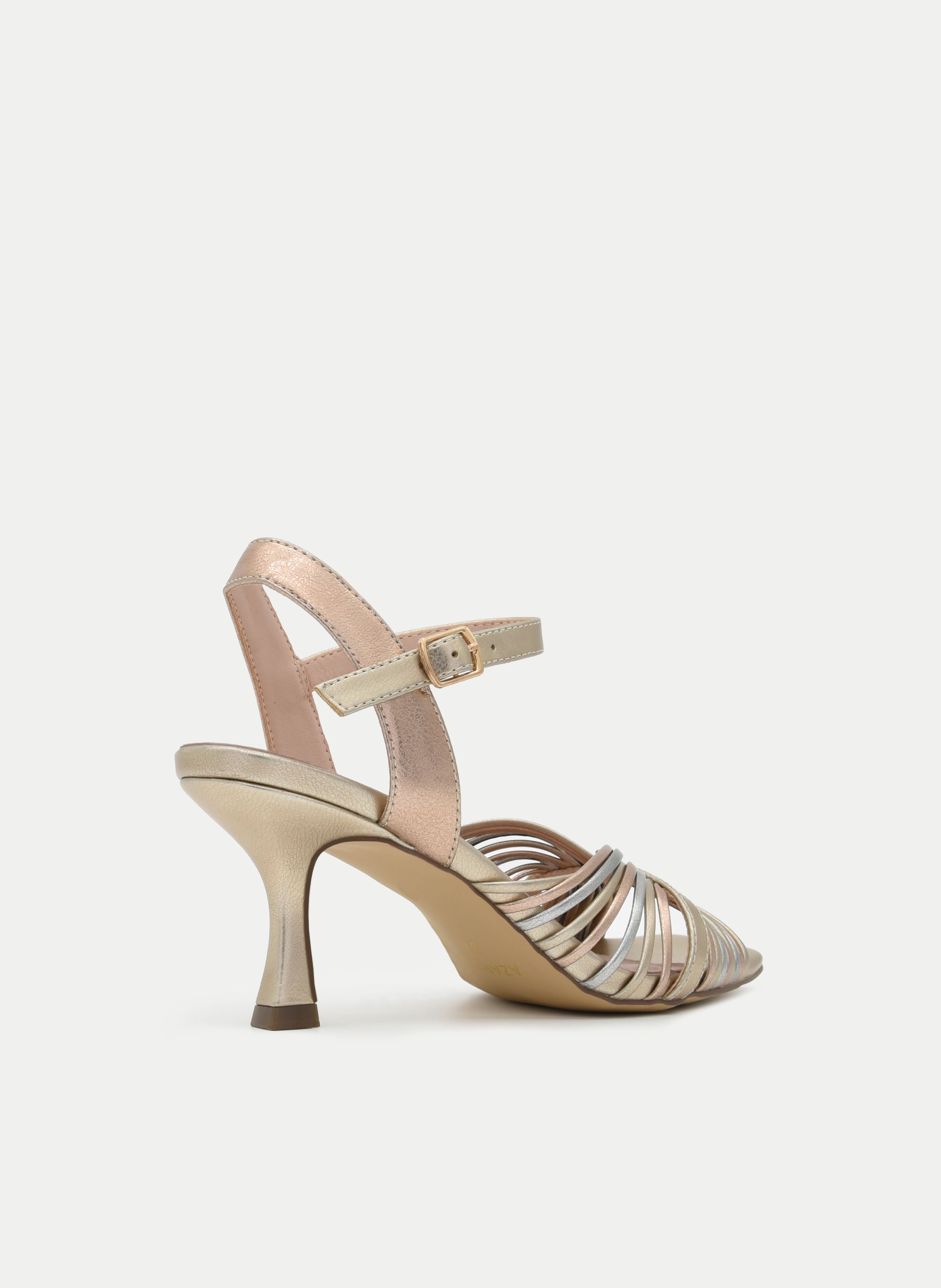 GOLD MULTICOLOR THIN HEEL SANDAL