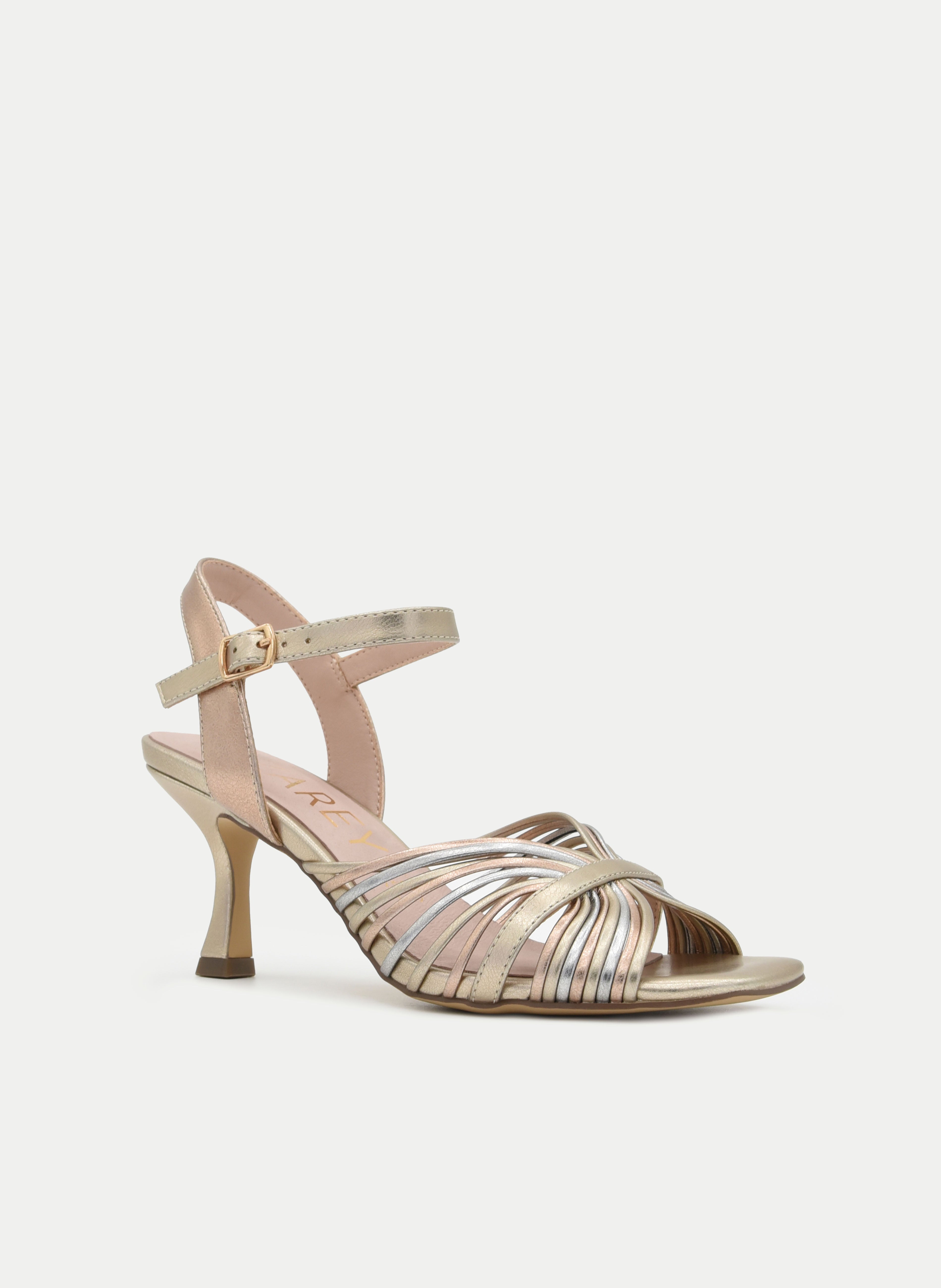 GOLD MULTICOLOR THIN HEEL SANDAL