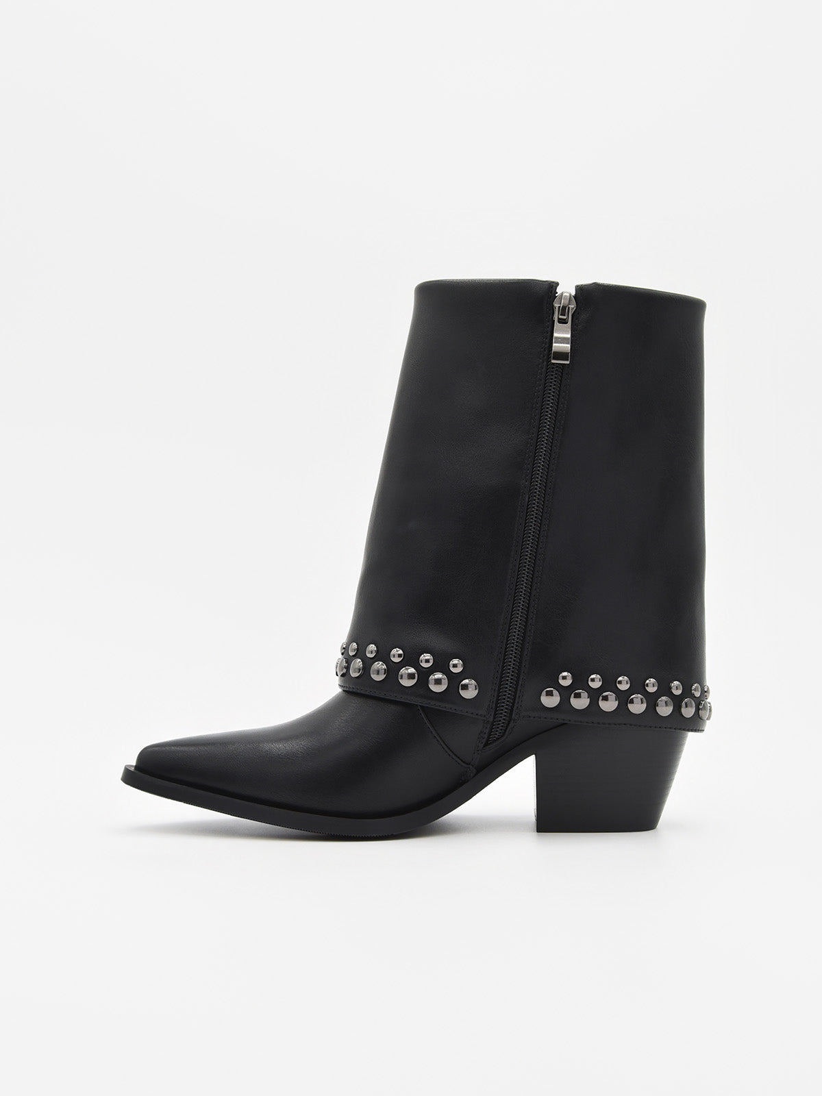 BOTÍN NEGRO CON POLAINA Y TACHAS