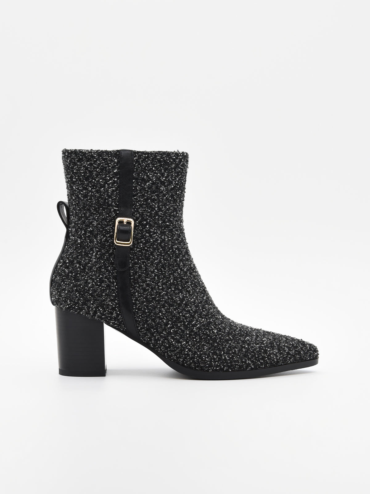 BOTÍN TEXTIL NEGRO CON HEBILLA