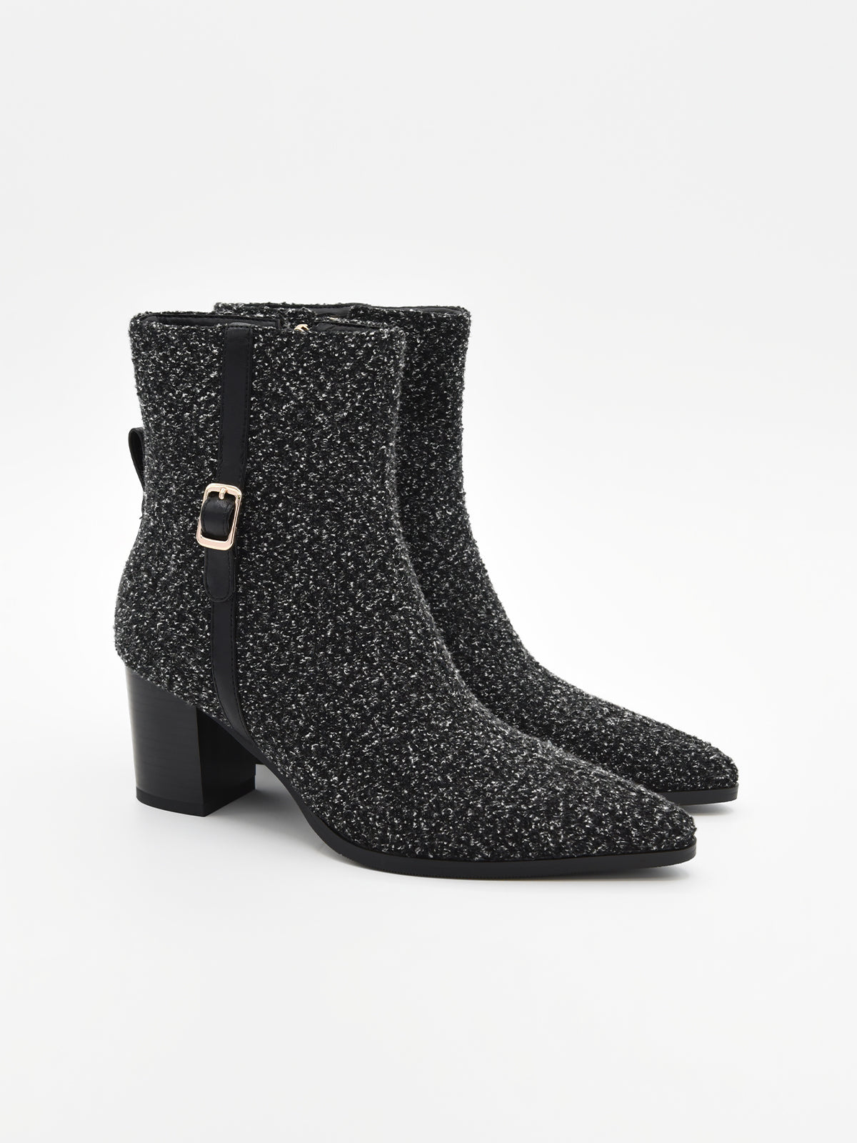 BOTÍN TEXTIL NEGRO CON HEBILLA
