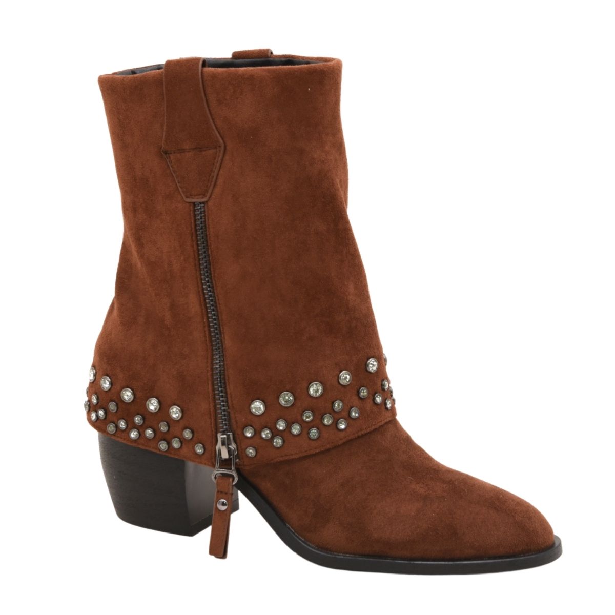 Brown suede effect gaiter boot