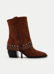 Brown suede effect gaiter boot