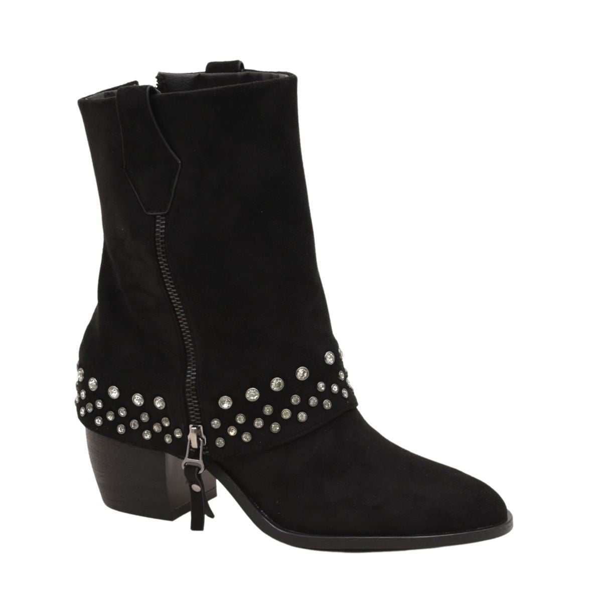 Black gaiter boot with suede effect