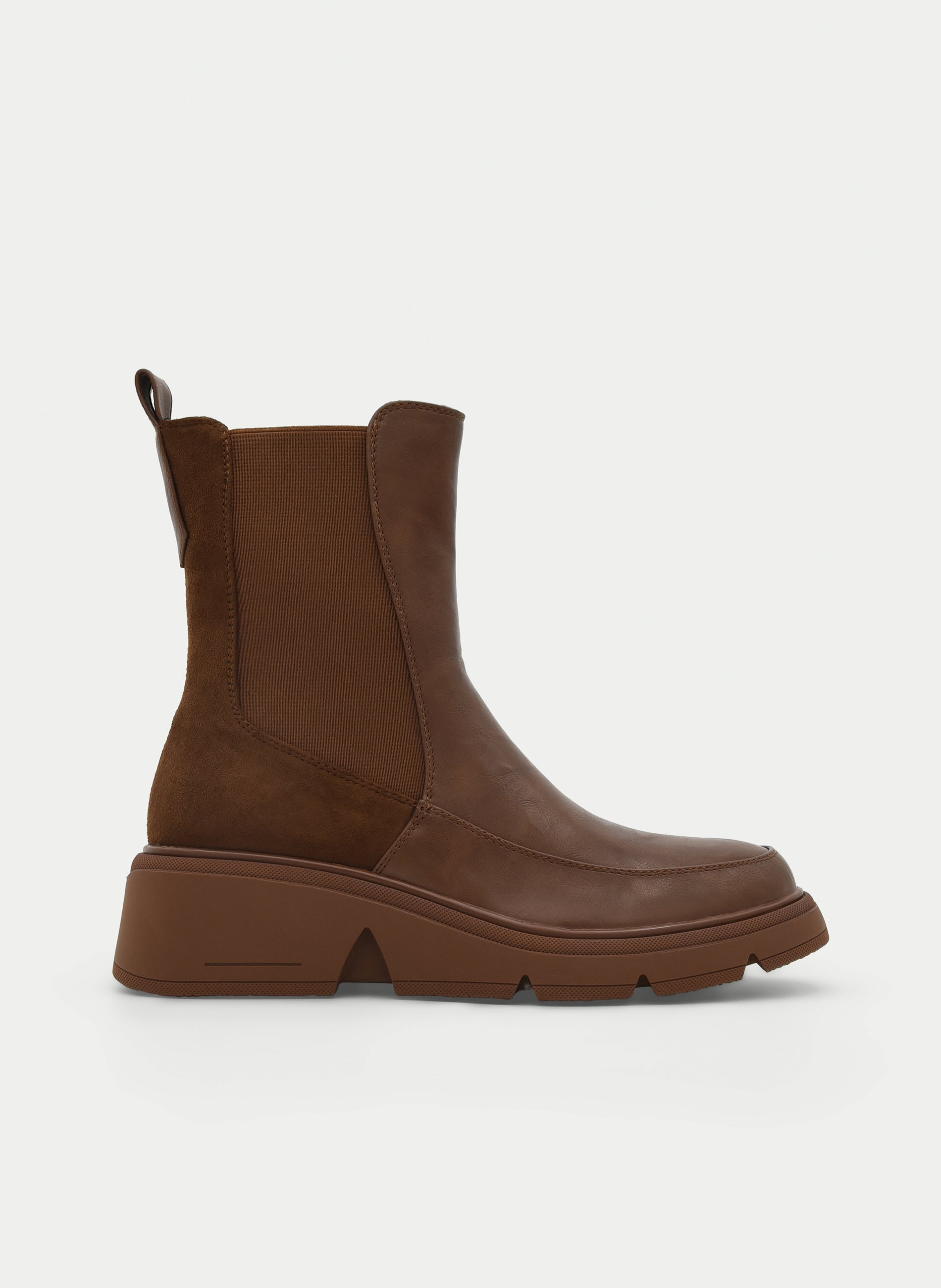 LEATHER ANKLE BOOTS WITH ELASTIC SIDE PANELS