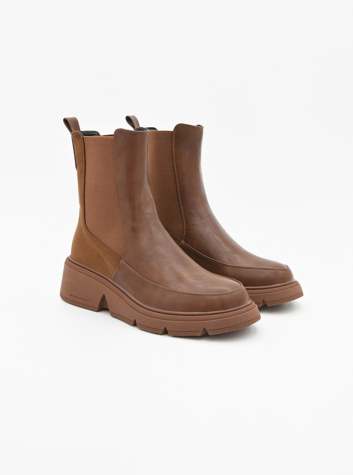 BROWN ANKLE BOOTS WITH ELASTIC SIDE