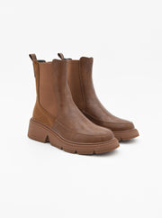 BROWN ANKLE BOOTS WITH ELASTIC SIDE