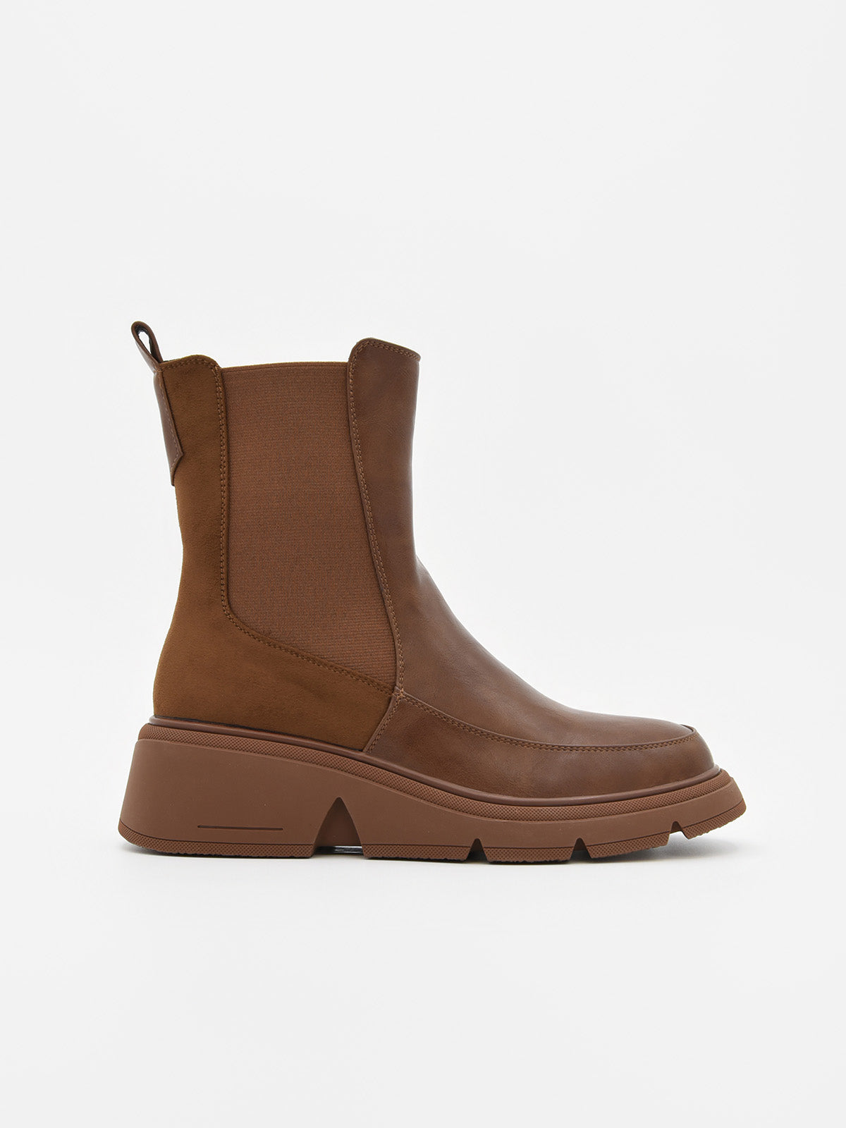 BROWN ANKLE BOOTS WITH ELASTIC SIDE