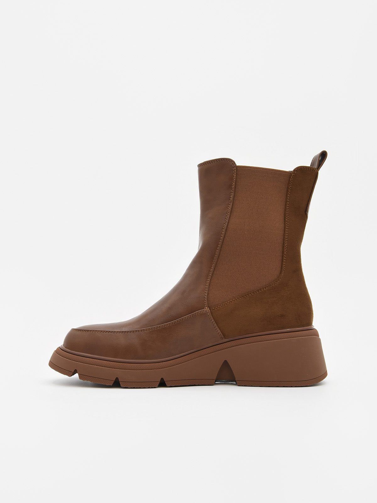 BROWN ANKLE BOOTS WITH ELASTIC SIDE