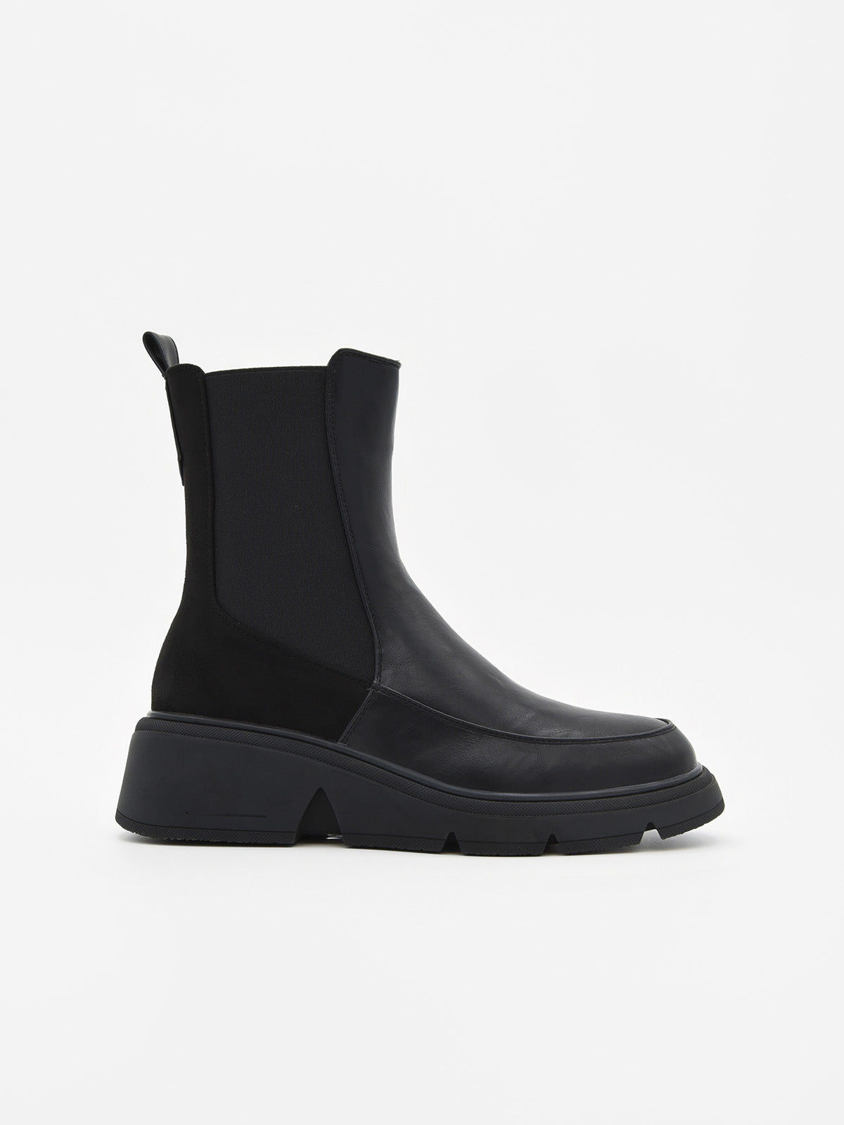 BLACK ANKLE BOOTS WITH ELASTIC SIDE PANEL