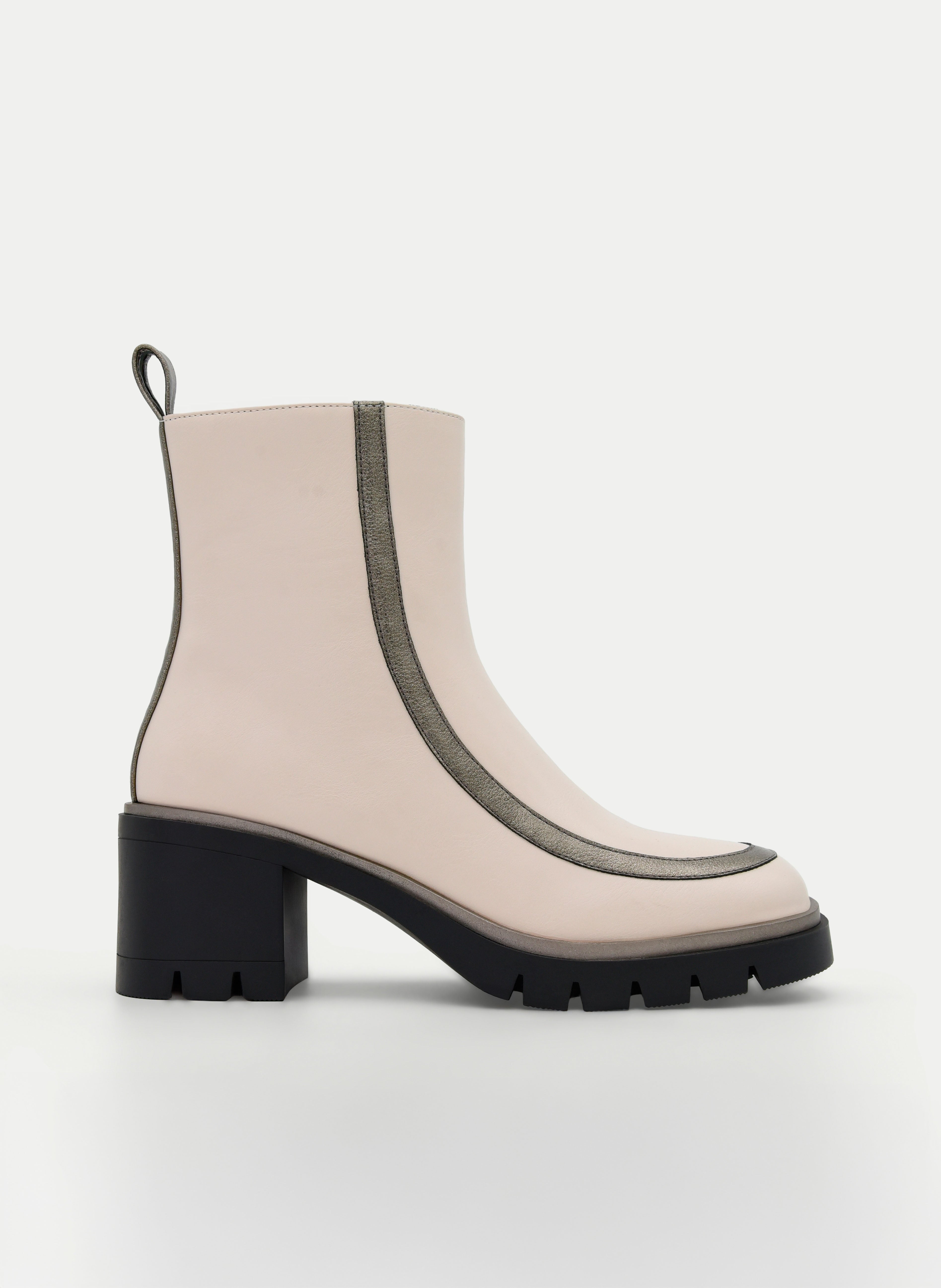 ICE ANKLE BOOTS WITH METALLIC DETAIL AND BLOCK HEEL