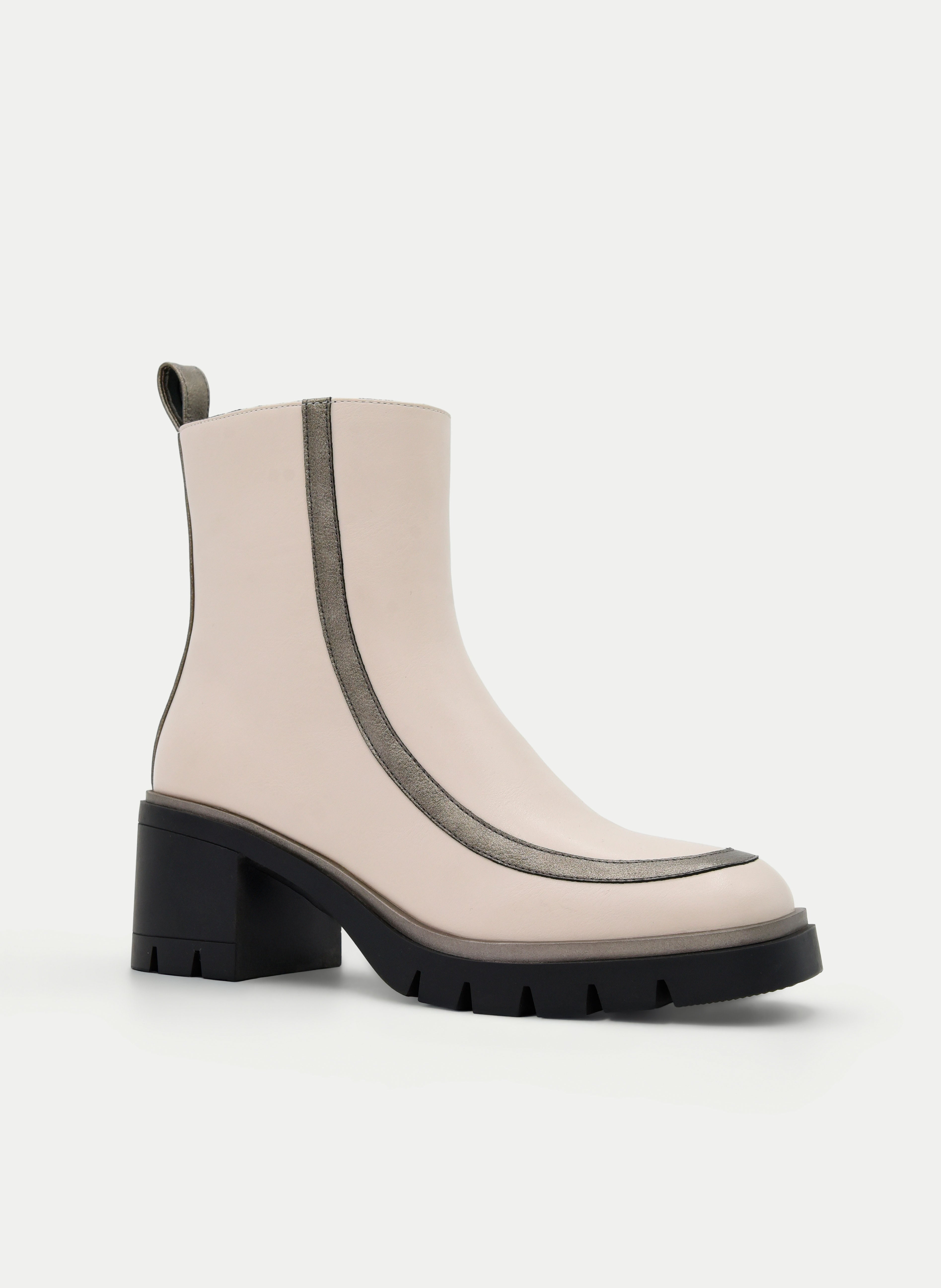 ICE ANKLE BOOTS WITH METALLIC DETAIL AND BLOCK HEEL