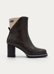 BROWN BOOT HIGH BLOCK HEEL ZIPPER