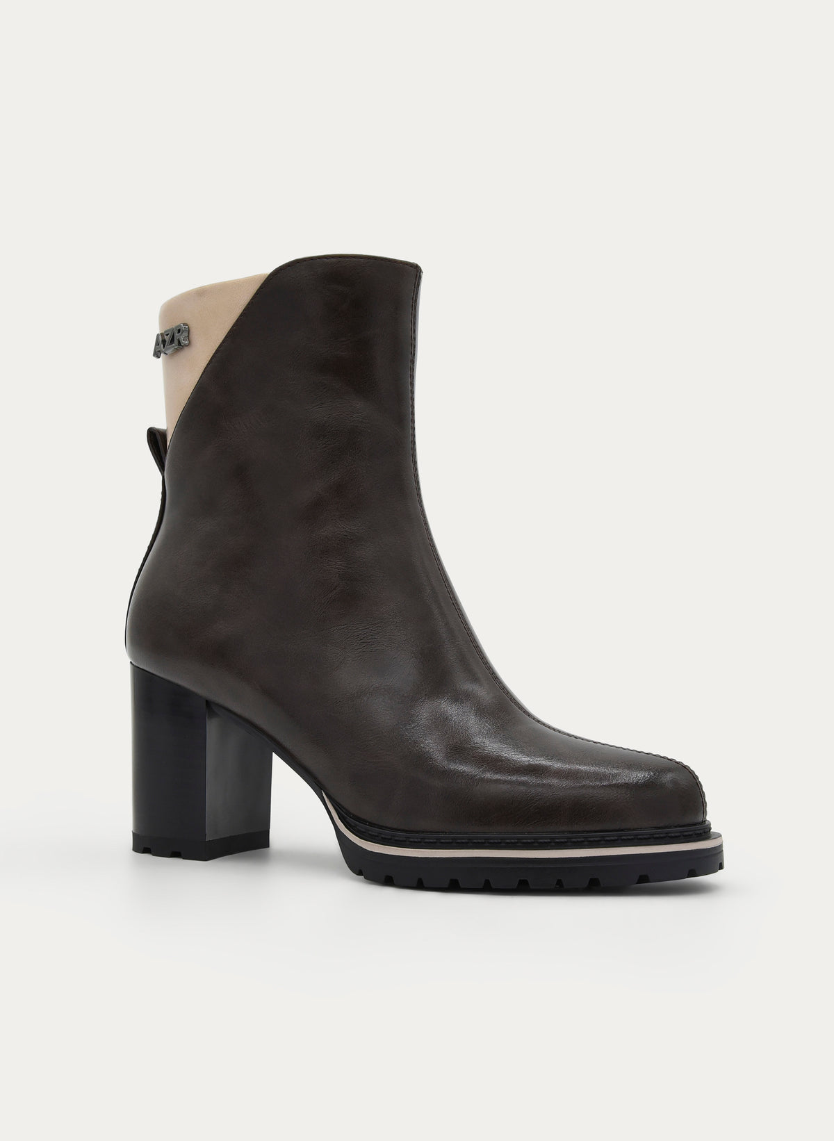 BROWN BOOT HIGH BLOCK HEEL ZIPPER