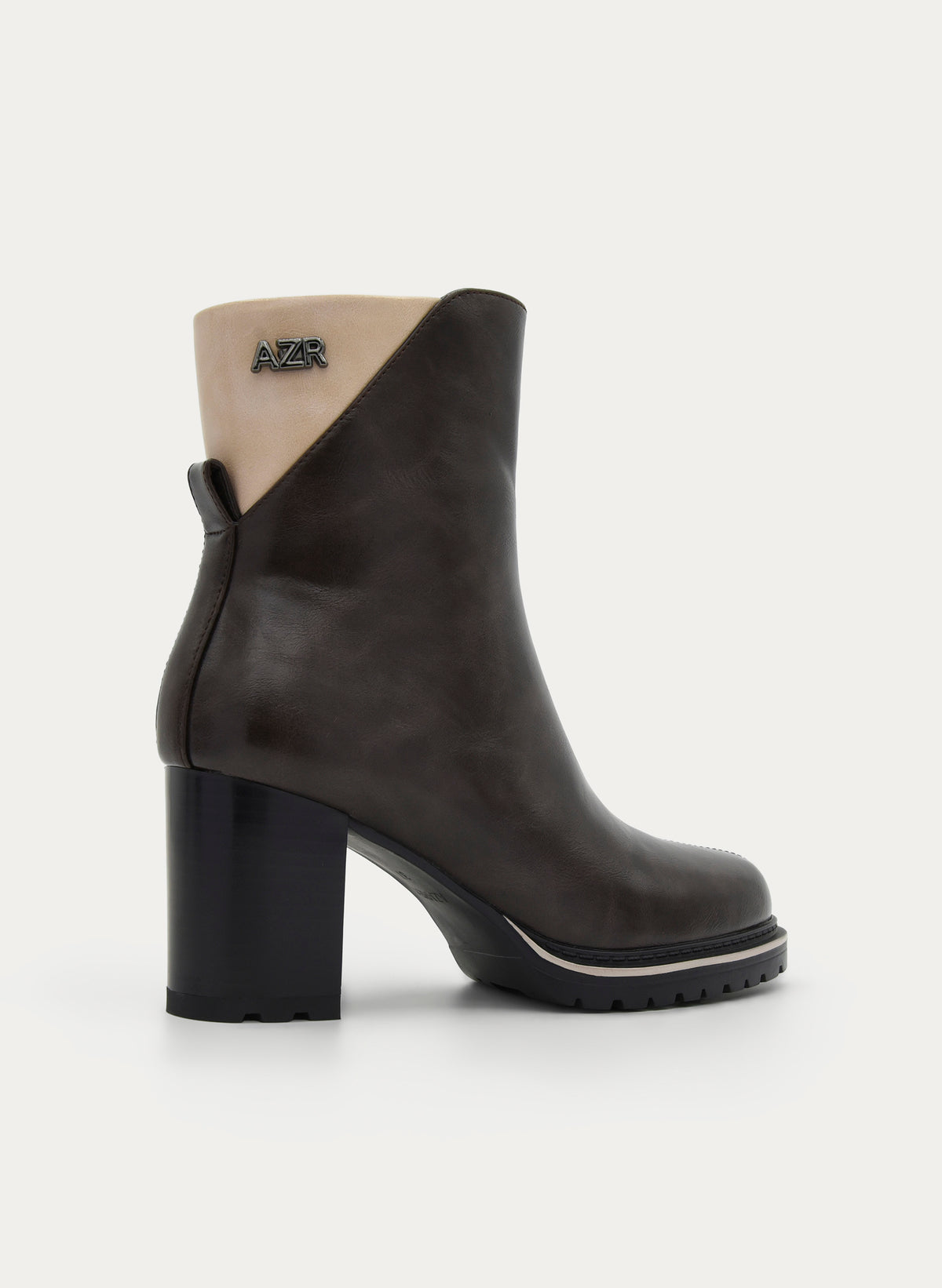 BROWN BOOT HIGH BLOCK HEEL ZIPPER