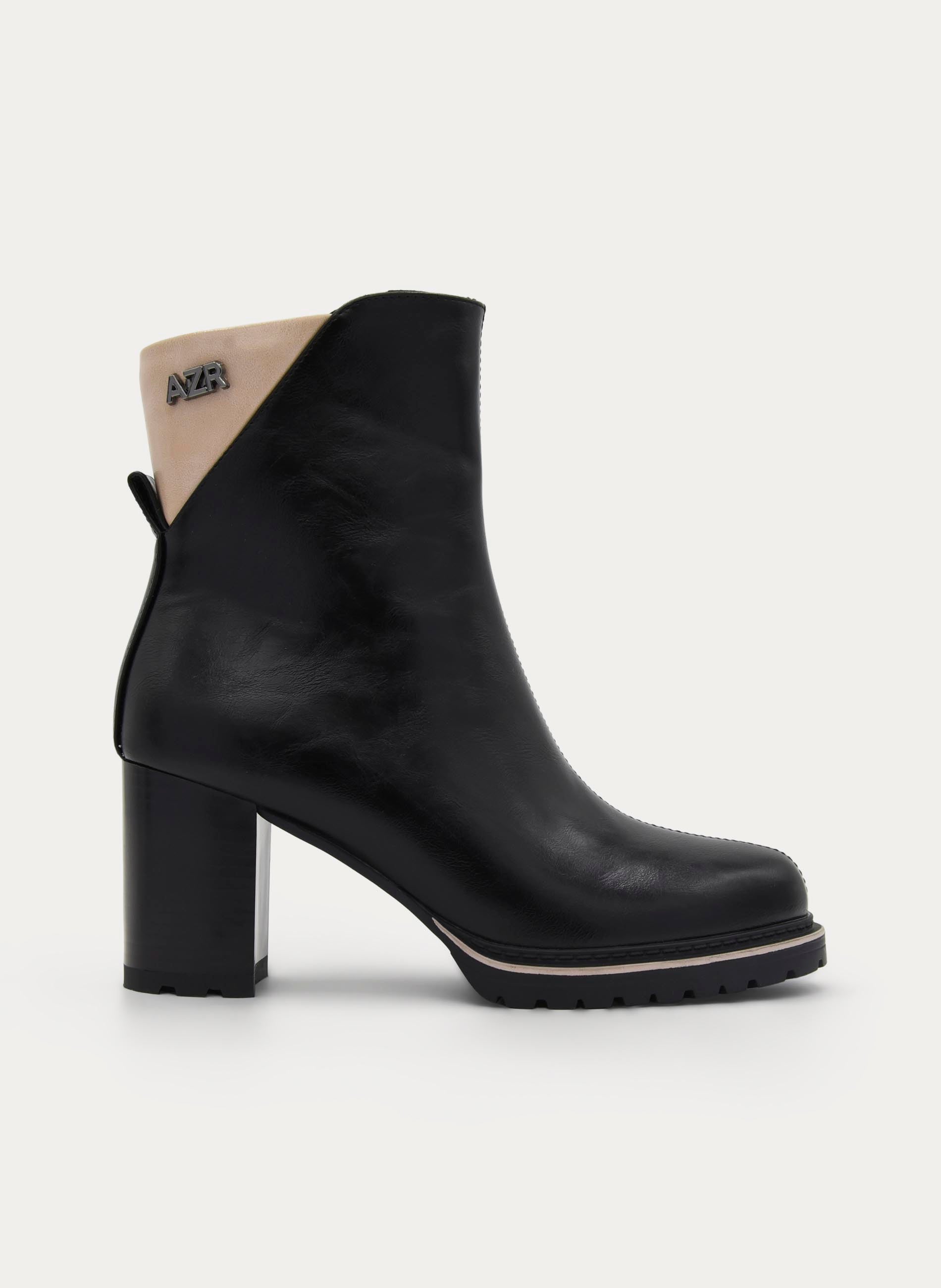 BLACK BOOT HIGH BLOCK HEEL ZIP
