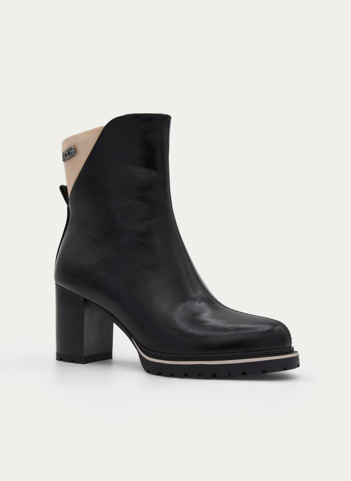 BLACK BOOT HIGH BLOCK HEEL ZIP