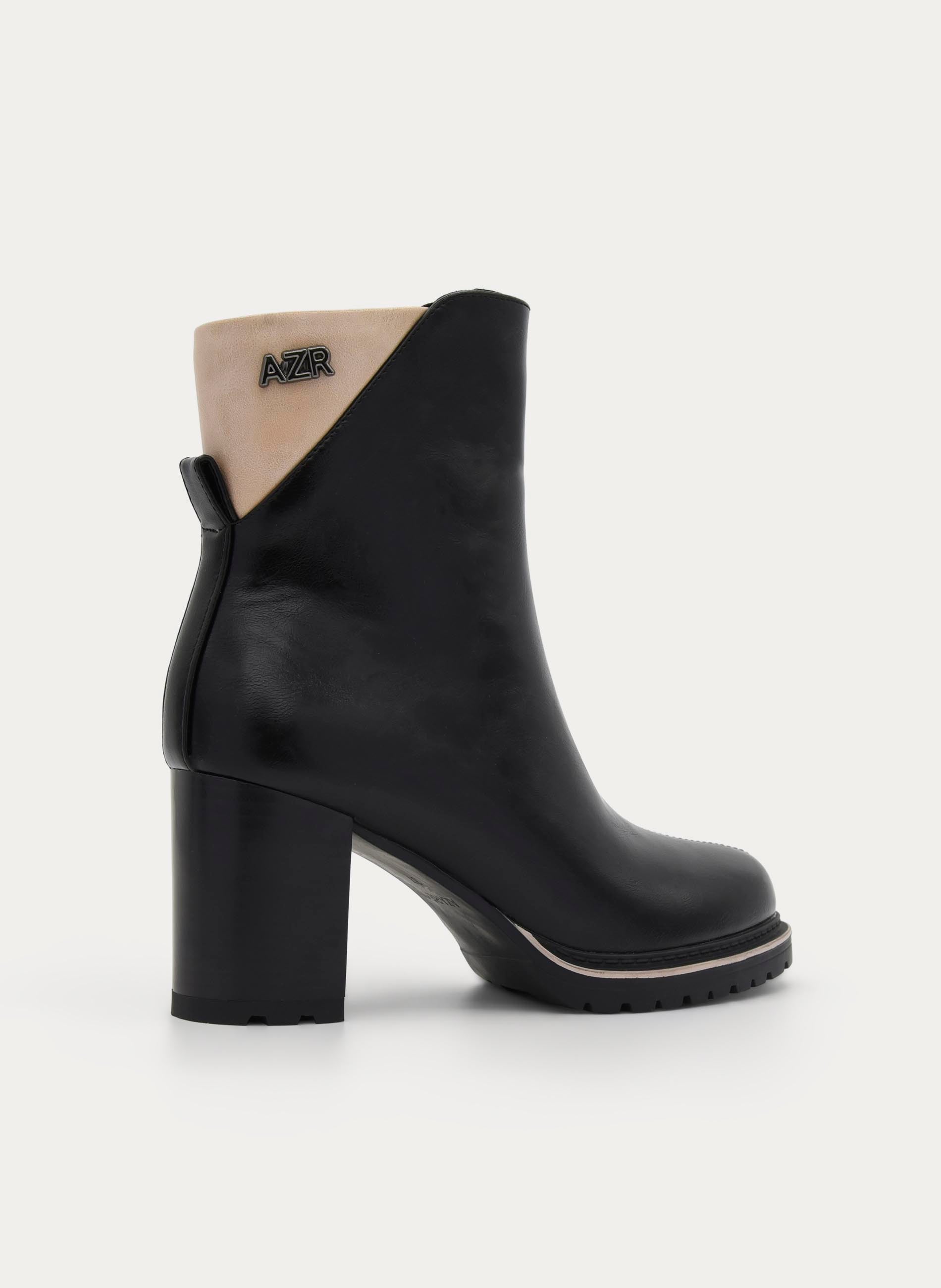 BLACK BOOT HIGH BLOCK HEEL ZIP