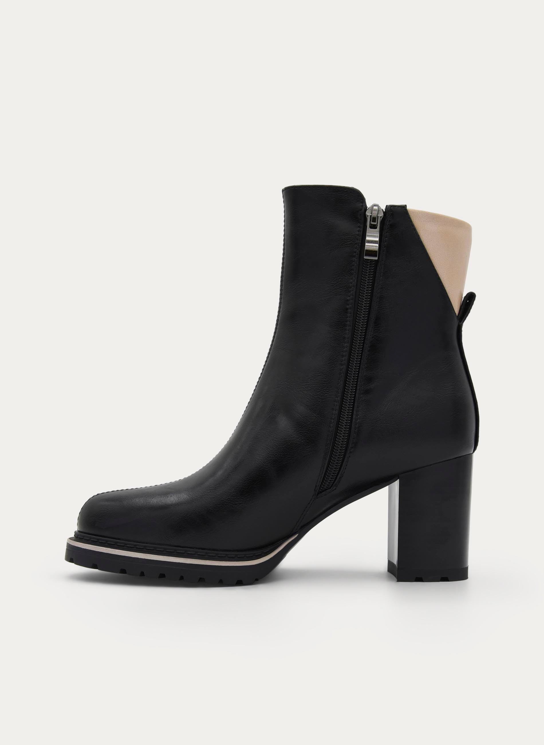 BLACK BOOT HIGH BLOCK HEEL ZIP